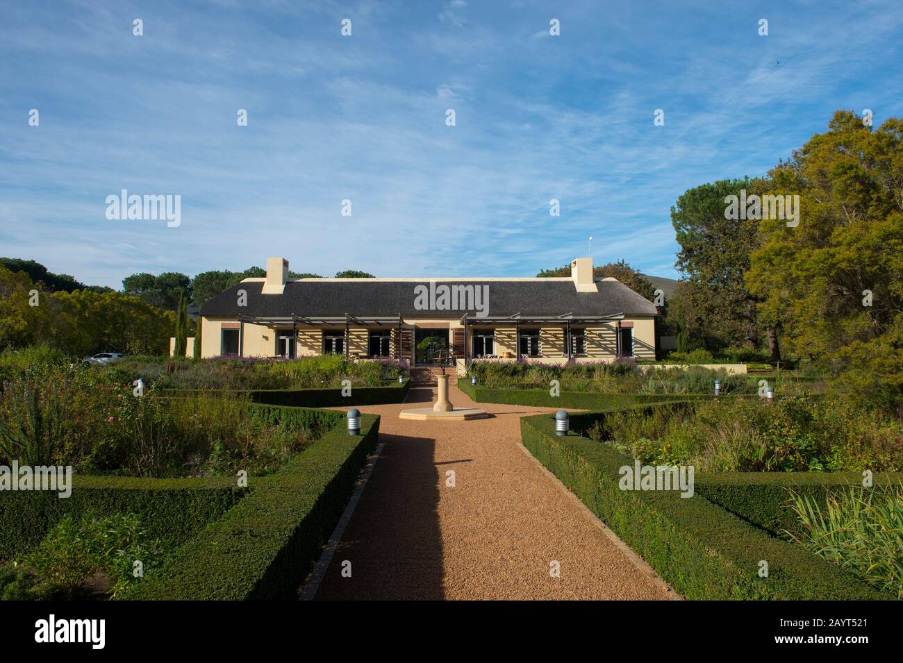 Der Garten bei Vergelegen, einem historischen Weingut in Somerset West, in der Provinz Westkaps in Südafrika in der Nähe von Kapstadt. Stockfoto