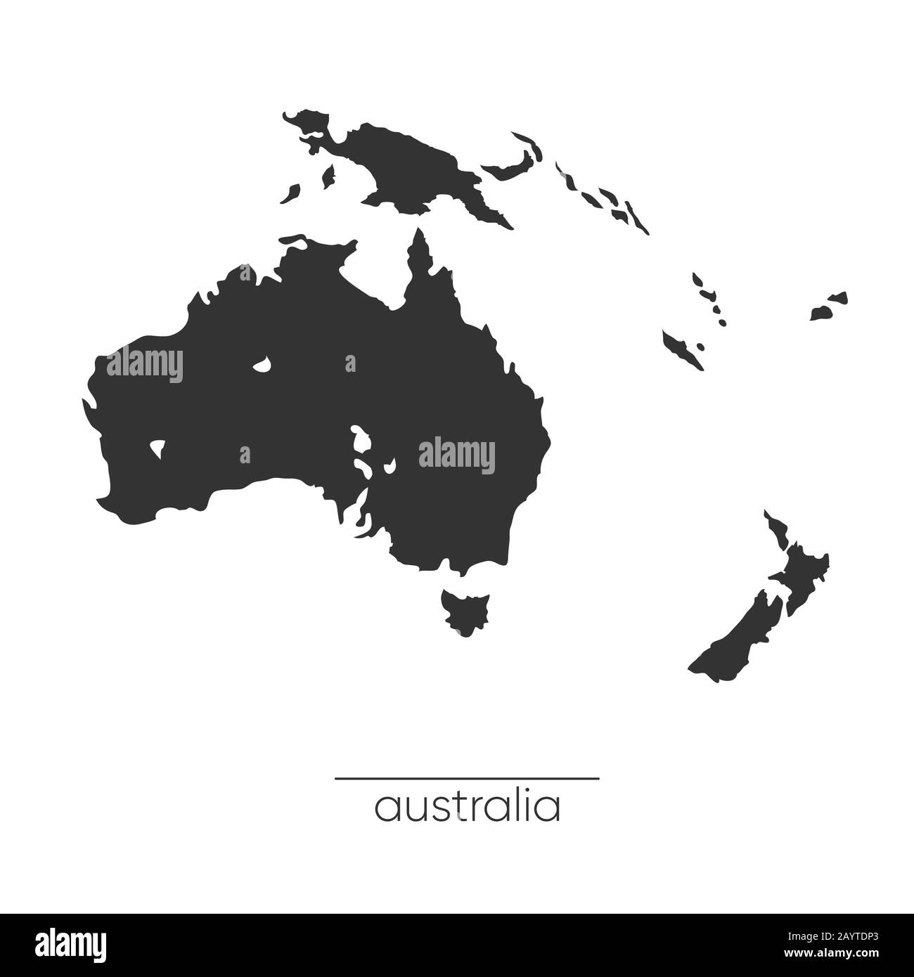 Karte für Australien und Oceania. Symbol für monochromes Australien. Vektor Stock Vektor