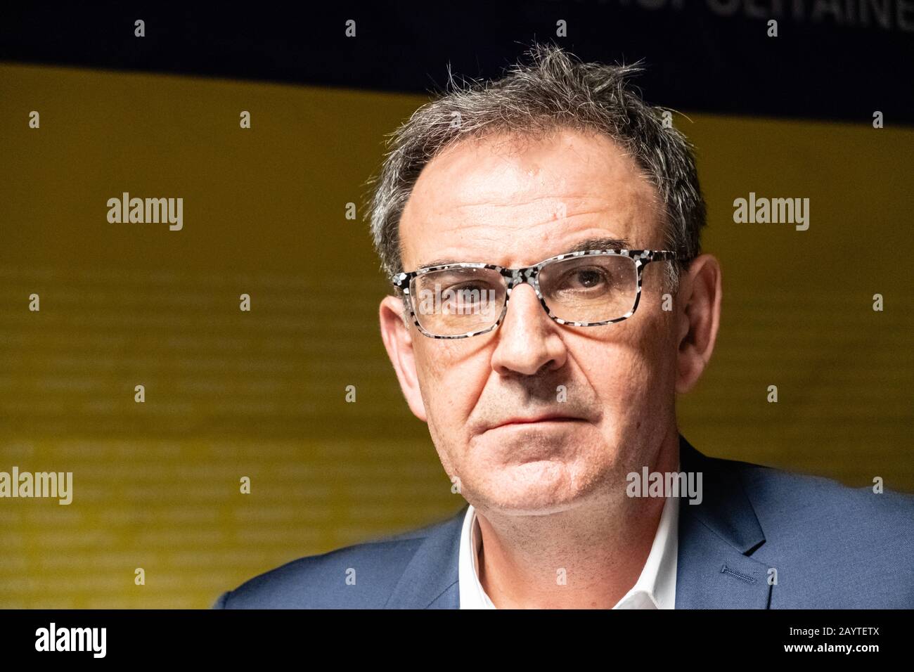 Der 13.02.2020, Lyon, Auvergne-Rhein-ône-Alpen, Frankreich. David Kimelfeld LREM Dissidentenkandidat für die Metropolitanwahl 2020 in Lyon. Stockfoto