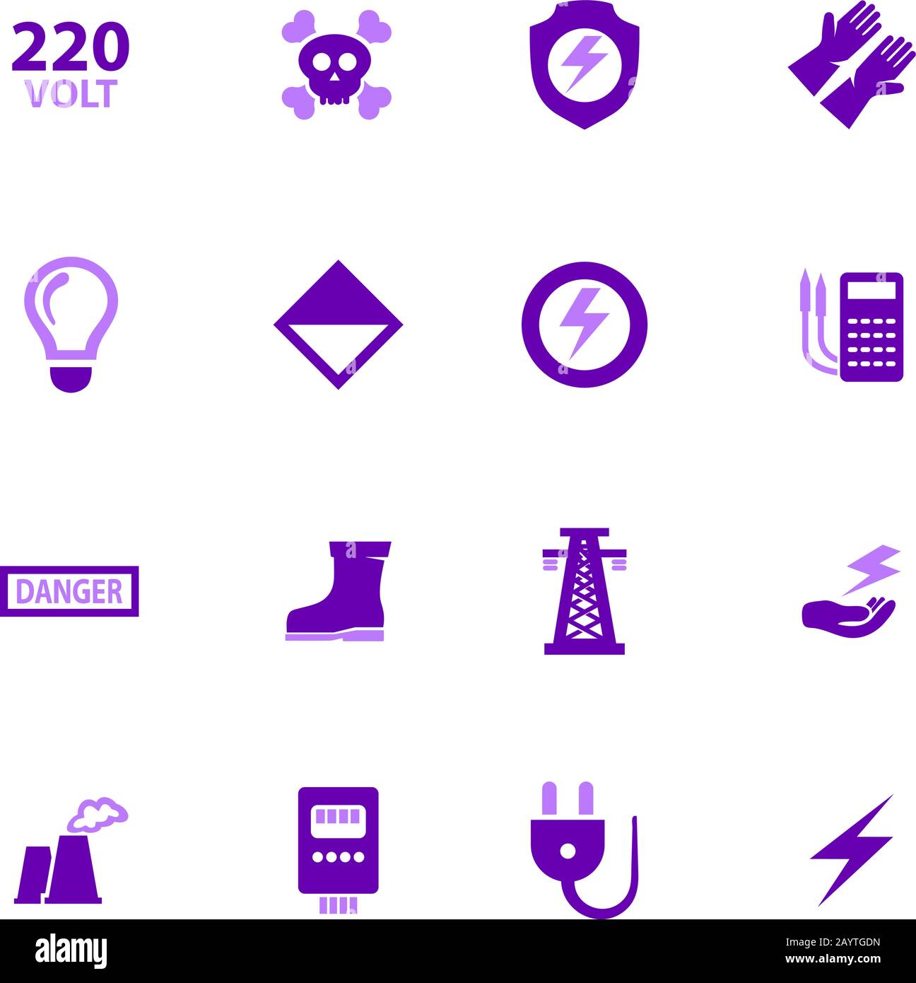 Hochspannung Icons set Stock Vektor