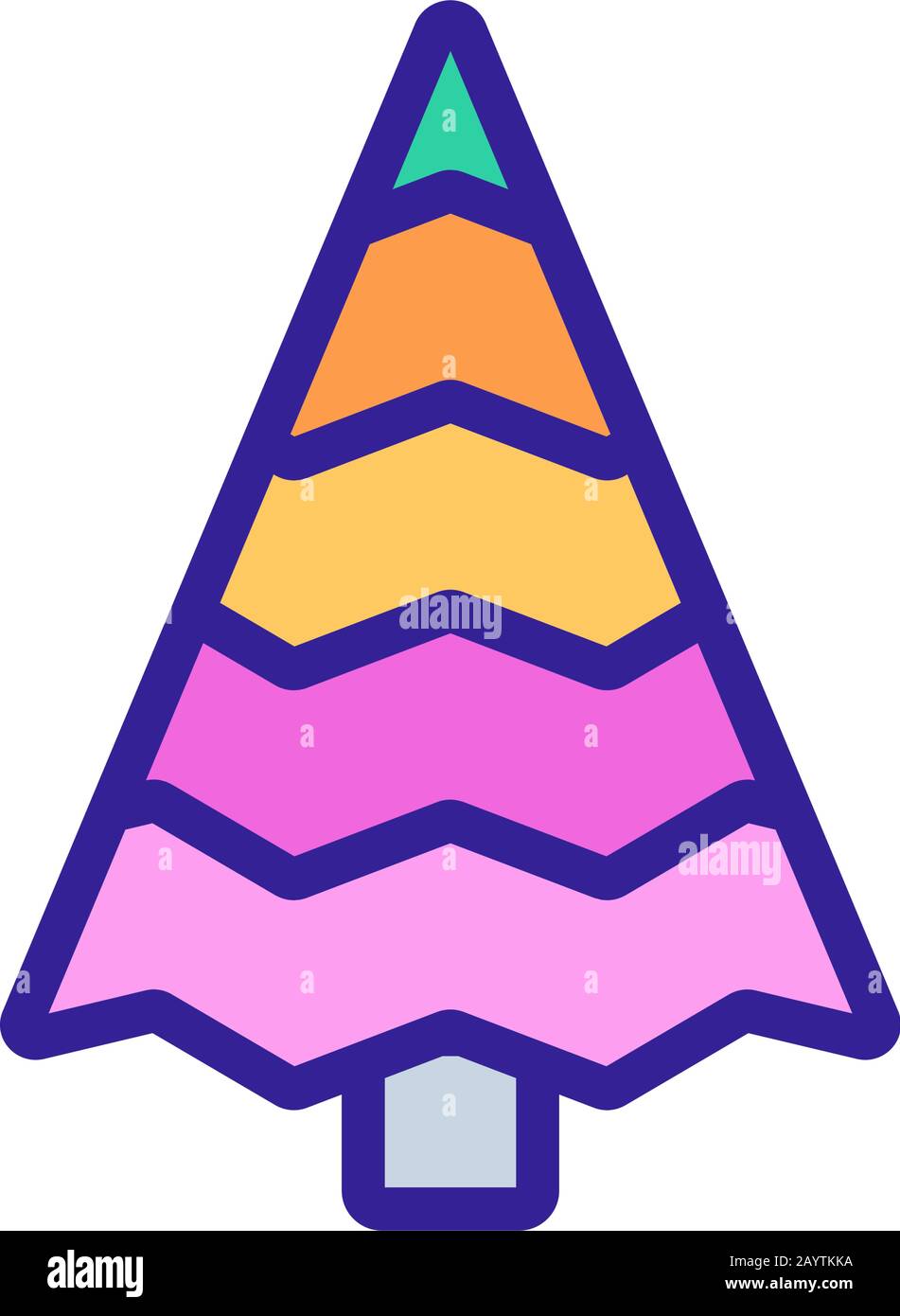 Der Symbolvektor des Weihnachtsbaums. Isolierte Darstellung des Kontursymbols Stock Vektor