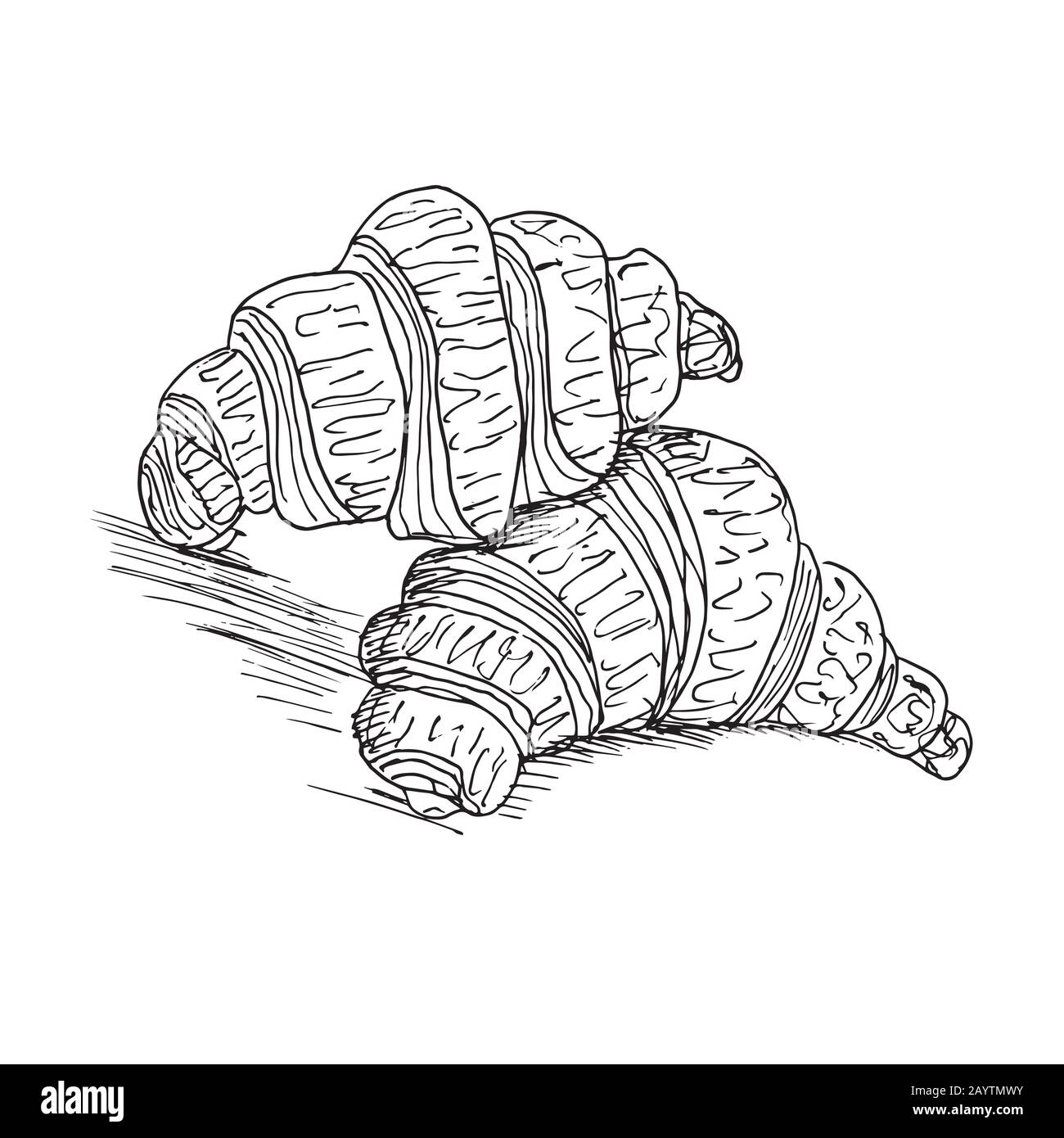 Croissants, Doodle, Skizze, Zeichnung in