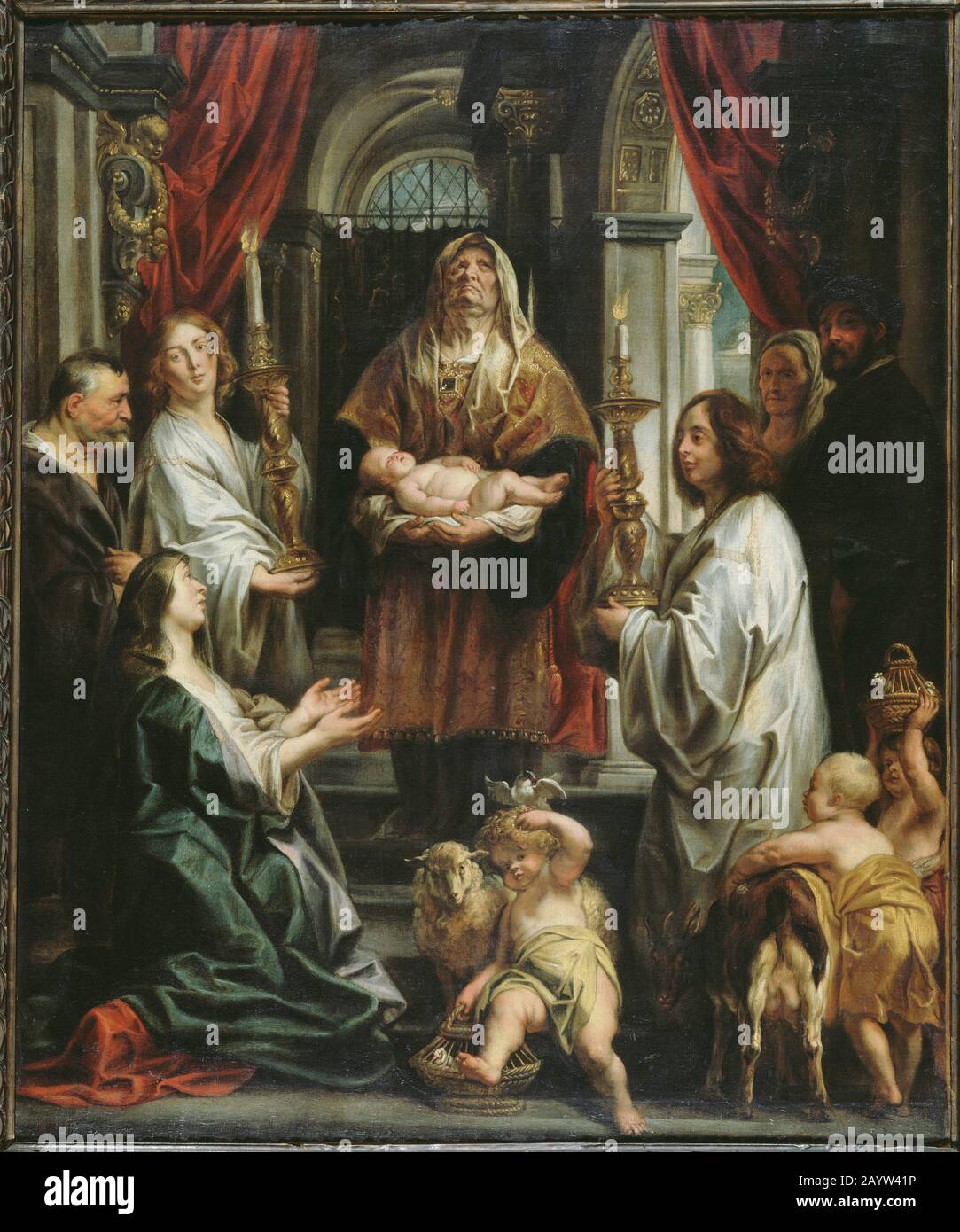 Die Präsentation im Tempel. Museum: RUBENSHUIS. Autor: Jacob JORDAENS. Stockfoto