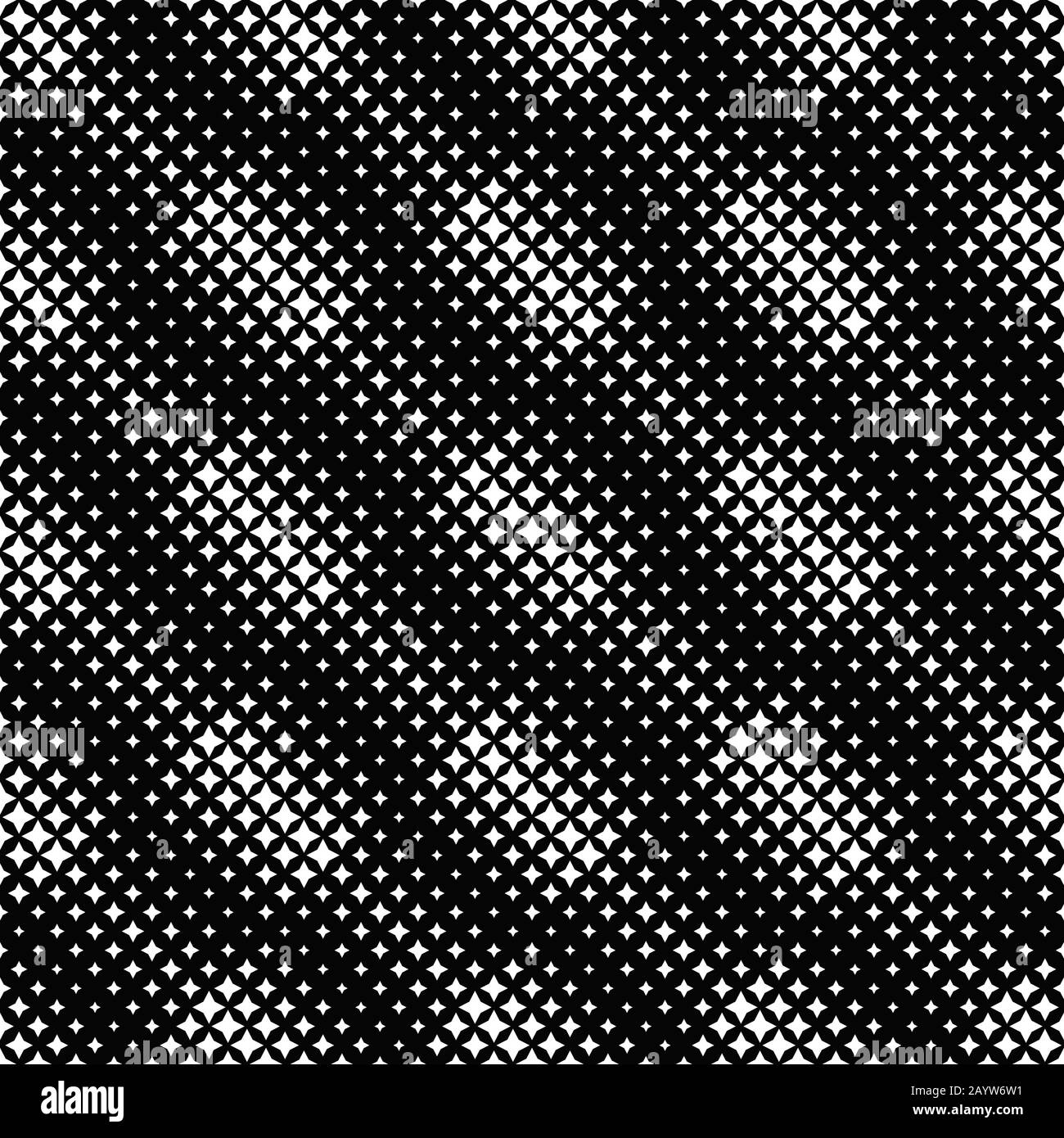 Nahtloser Hintergrund mit schwarzem und weißem Sternmuster - abstraktes geometrisches Vektordesign Stock Vektor