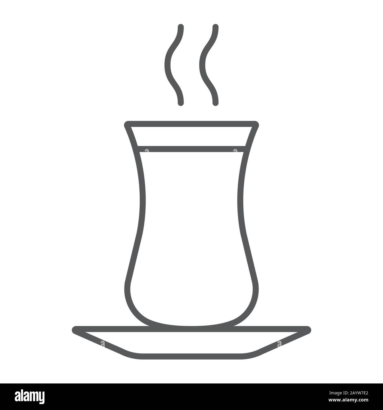 Turkish Tea Thin Line Icon, ramadan and islam, islamic Tea Sign, Vektorgrafiken, ein lineares Muster auf weißem Hintergrund, eps 10. Stock Vektor