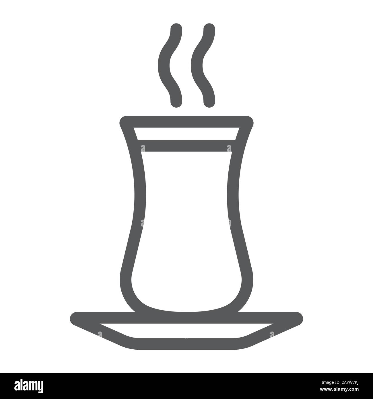 Turkish Tea Line Icon, ramadan and islam, islamic Tea Sign, Vektorgrafiken, ein lineares Muster auf weißem Hintergrund, eps 10. Stock Vektor