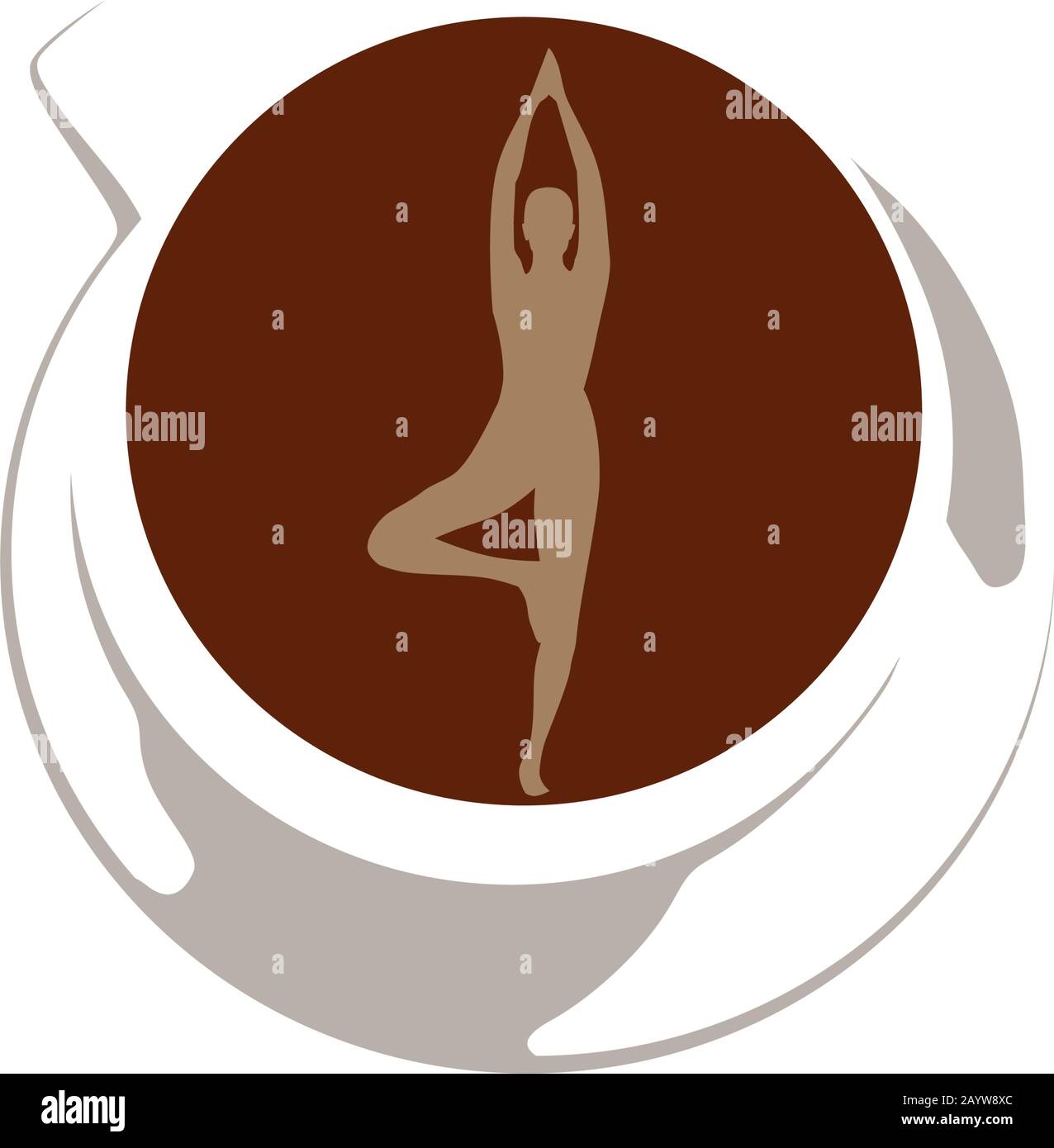Weibliche Figur im Yoga posieren in der Tasse Kaffee Stock Vektor