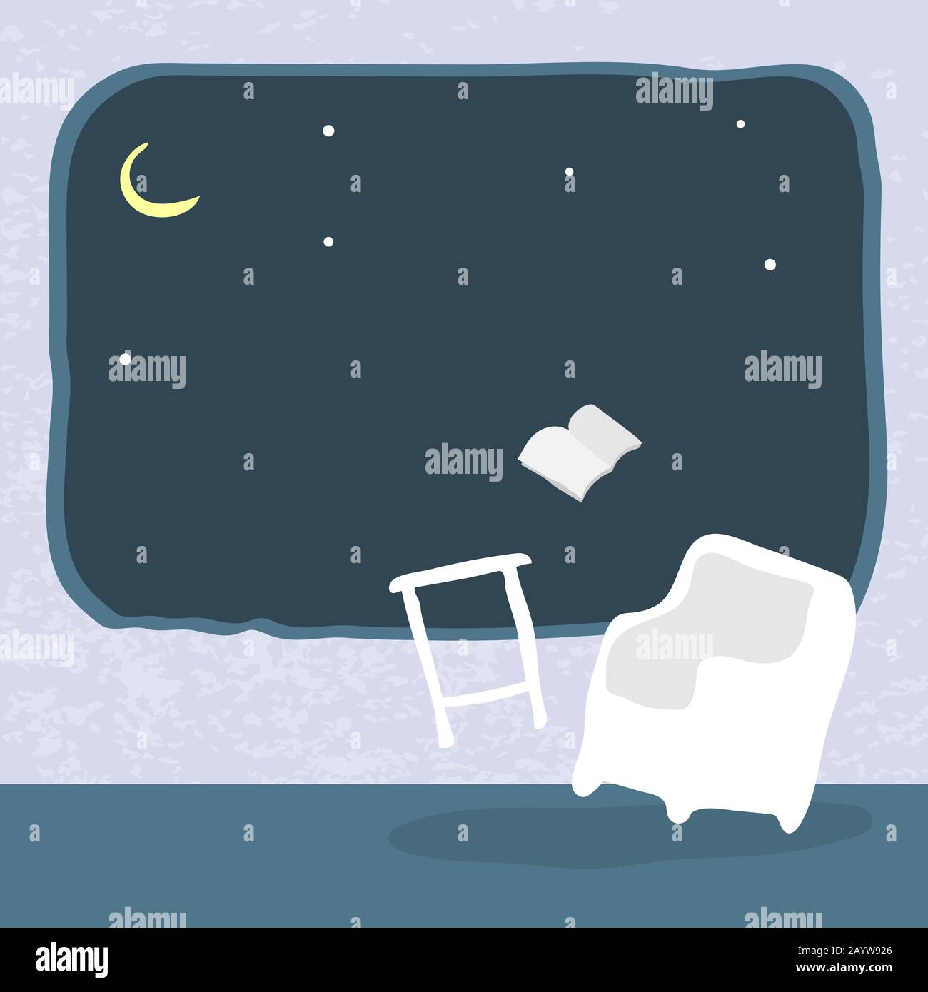 Handgezeichnet von Coach und Moon mit wenig Licht im Lampeninneren einfaches flaches Design, Vektorgrafiken Stock Vektor