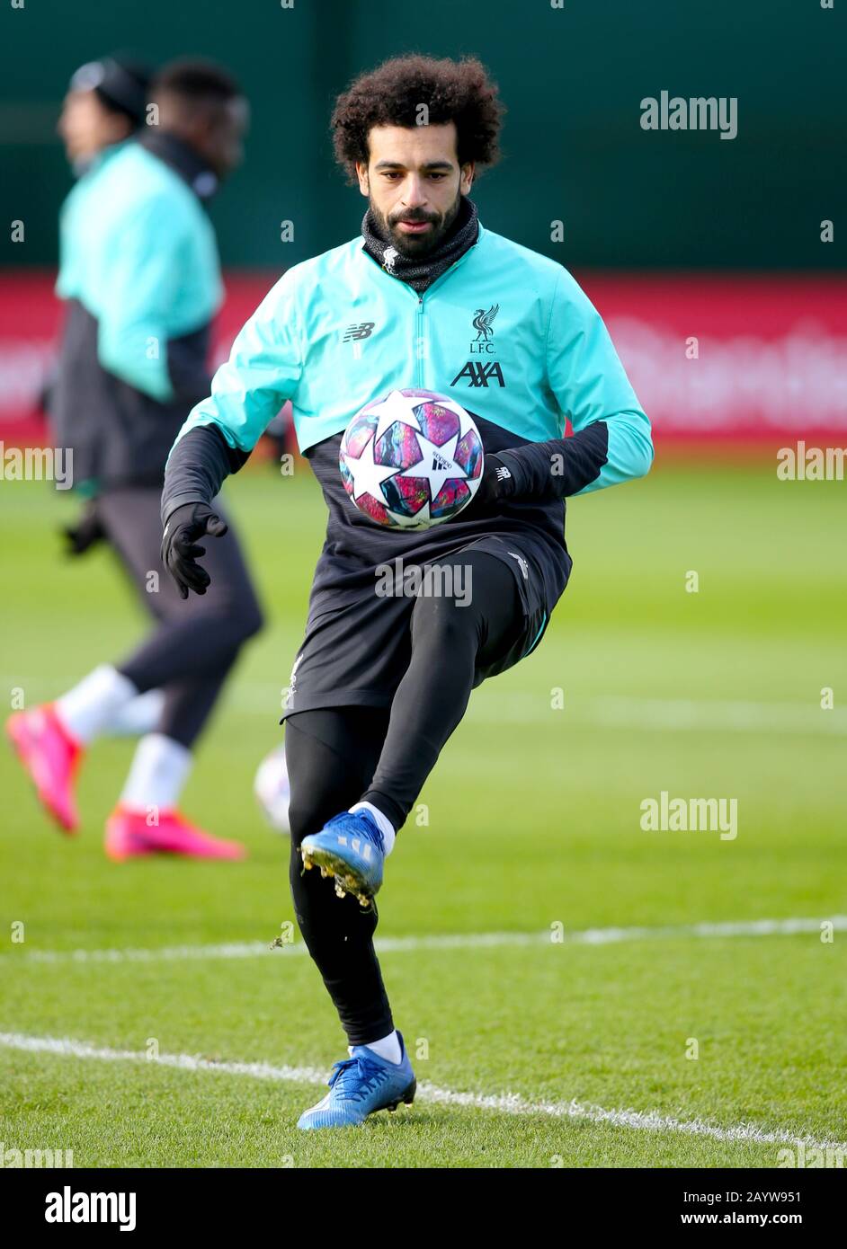 Liverpools Mohamed Salah während einer Trainingseinheit am Melwood Training Ground, Liverpool. Stockfoto