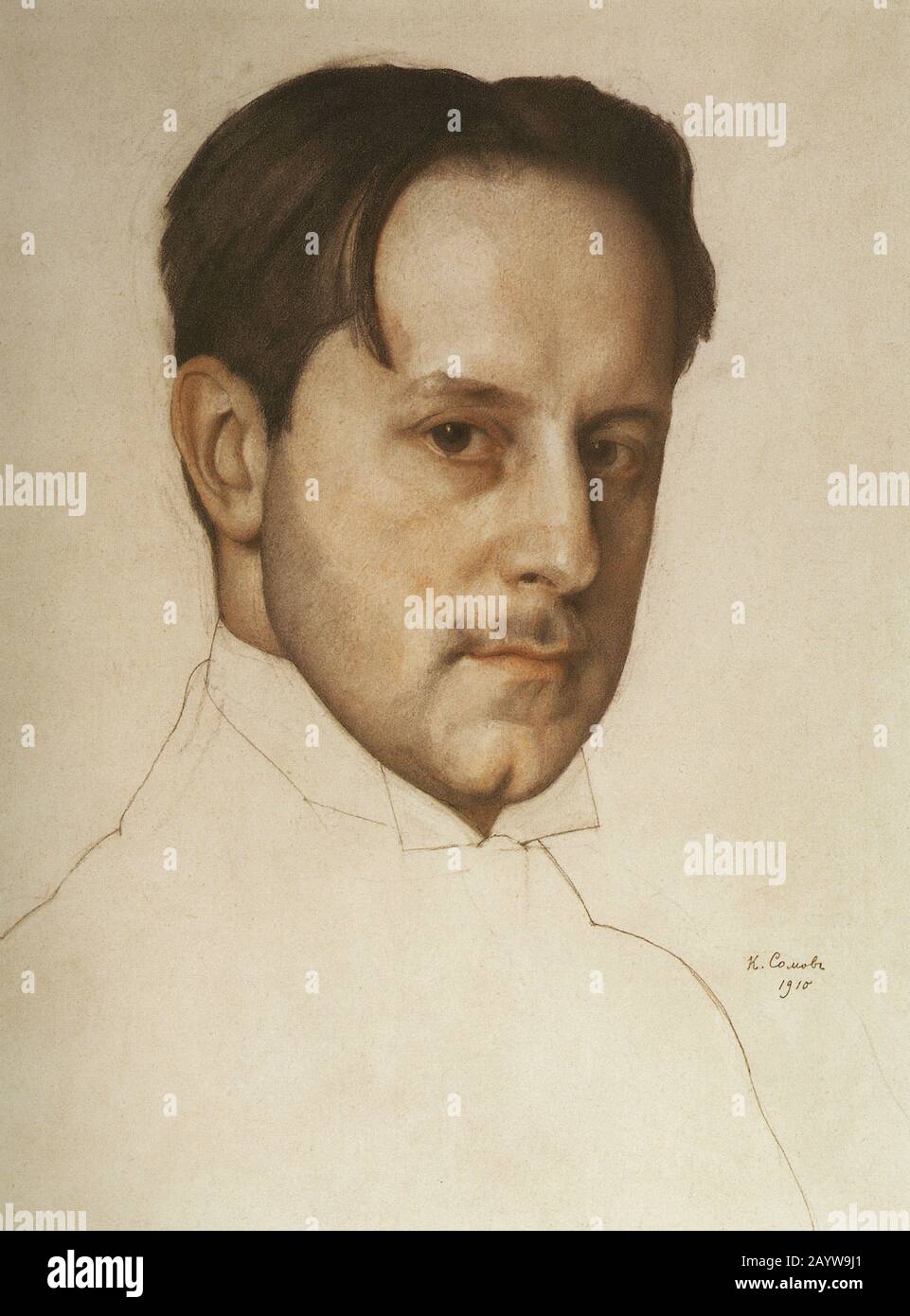 Porträt des Künstlers Mstislav Dobuzhinsky (1875-1957). Museum: Staatliche Tretjakow-Galerie, Moskau. AUTOR: KONSTANTIN ANDREYEVICH SOMOV. Stockfoto Porträt des Künstlers Mstislav Dobuzhinsky (1875-1957). Museum: Staatliche Tretjakow-Galerie, Moskau. AUTOR: KONSTANTIN ANDREYEVICH SOMOV. Stockfoto