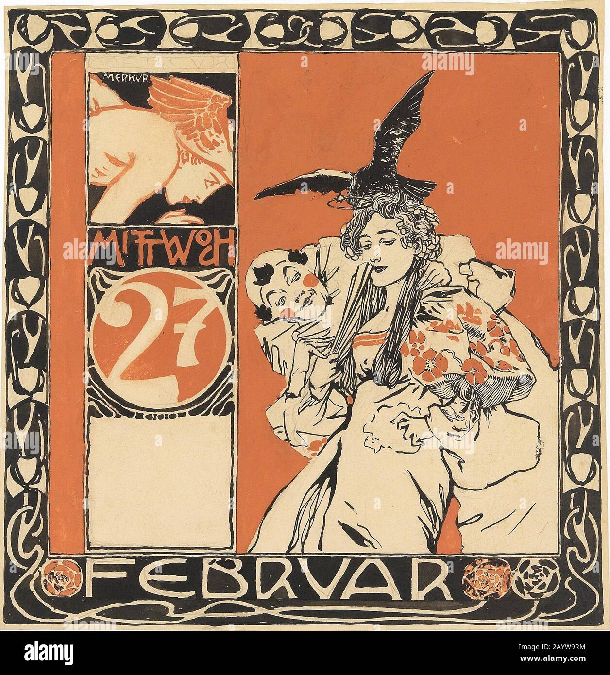 Kalenderblatt: Mittwoch, 27. Februar. Museum: Private SAMMLUNG. Autor: Koloman MOSER. Stockfoto
