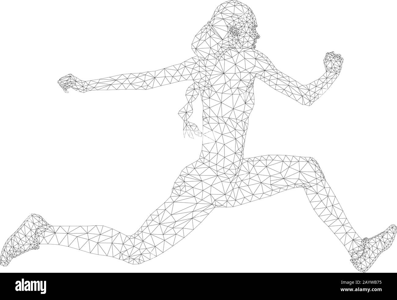 Damen Athleten-Pullover im Dreisprung Polygon Drahtmodell Vektor Stock Vektor