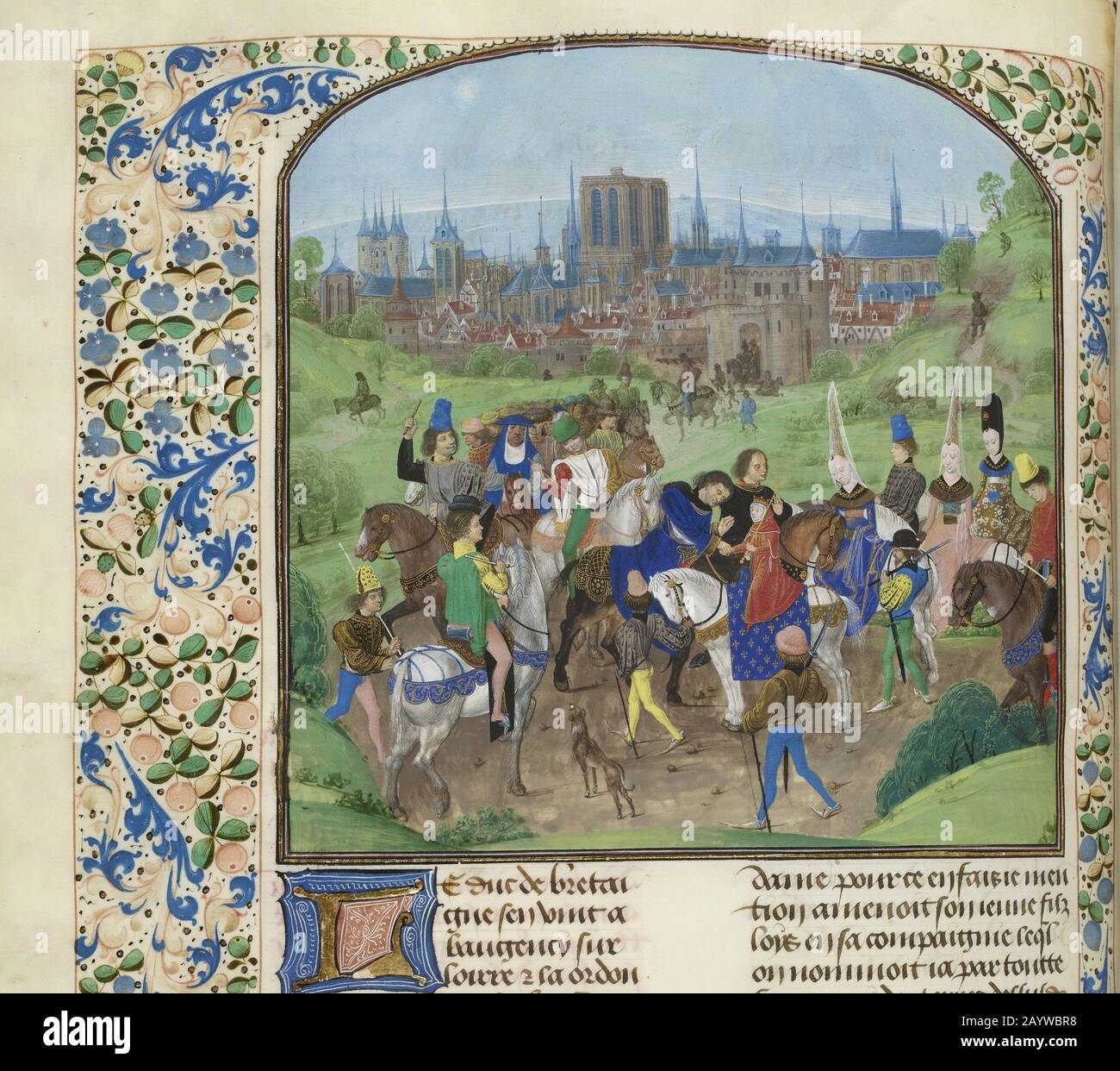 Ankunft von Herzog Louis II. Von Anjou in Paris (Miniatur aus den Grandes Chroniques de France von Jean Froissart). MUSEUM: BIBLIOTHEKE NATIONALE DE FRANCE. Autor: Anonym. Stockfoto
