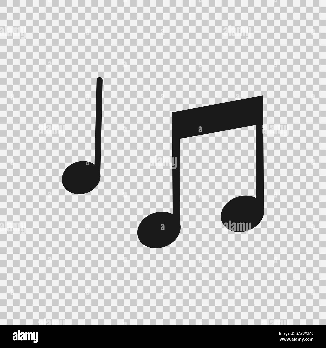 Musiknoten und Symbole, musikalisches Design, isoliert, Vektorgrafiken. Stockfoto