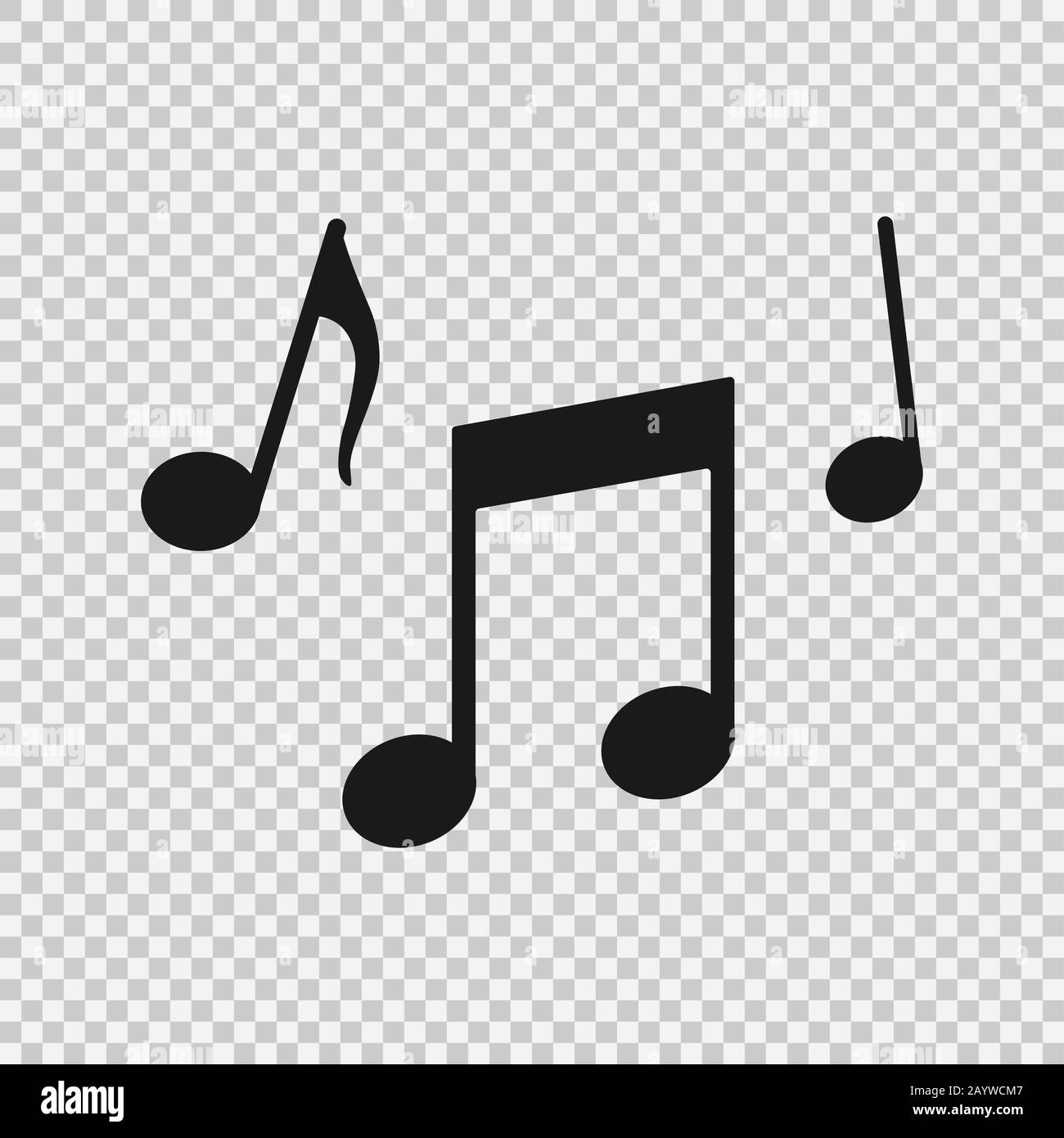 Musiknoten und Symbole, musikalisches Design, isoliert, Vektorgrafiken. Stockfoto