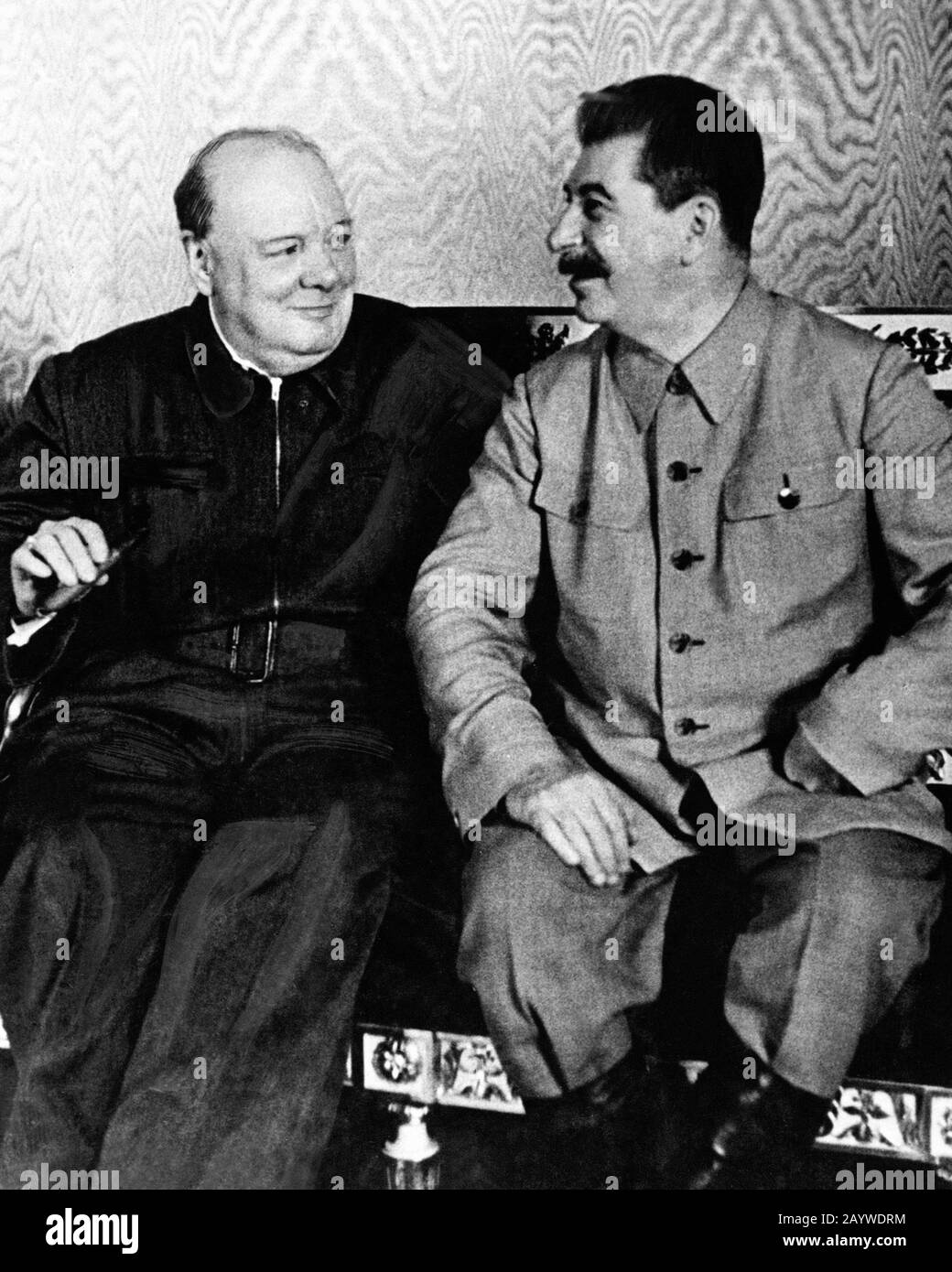 Winston Churchill und Joseph Stalin im Kreml, 9. Oktober 1944. Museum: Private SAMMLUNG. Autor: Anonym. Stockfoto