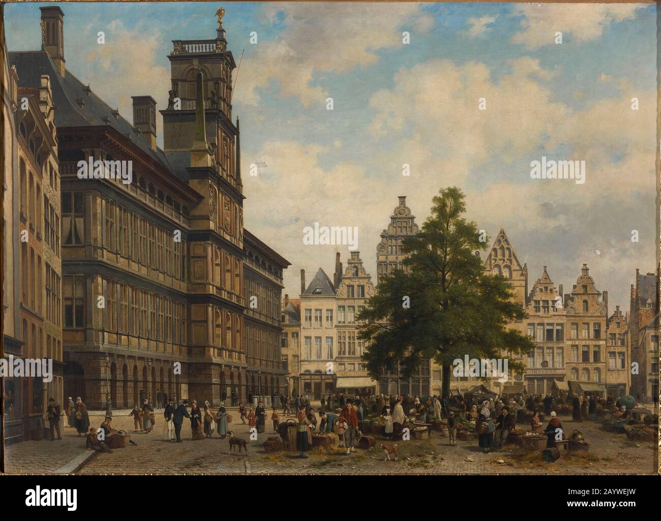 Der Grote Markt mit dem Freiheitsbaum. Museum: Museum aan de Stroom. AUTOR: JAN MICHIEL RUYTEN. Stockfoto