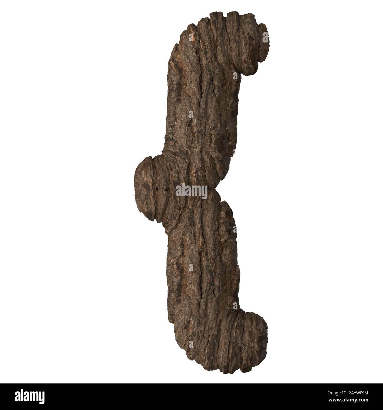 Bark Letter { - 3D-Abbildung Stockfoto