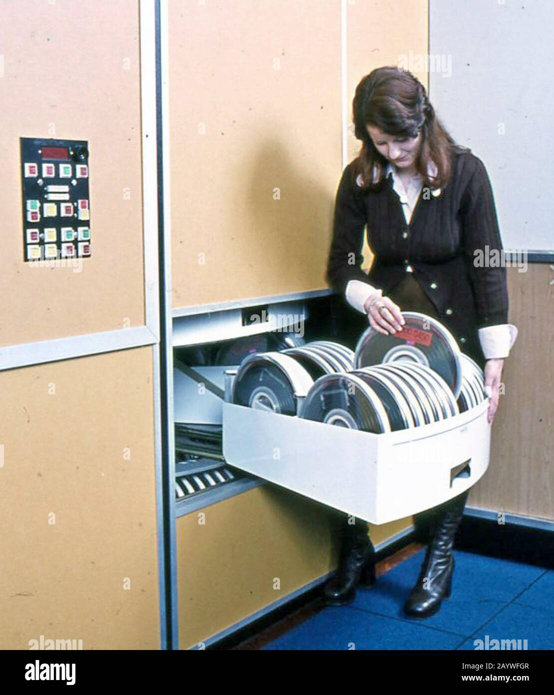 MAGNETSCHEIBEN des Computers Anfang der 1960er Jahre Stockfoto