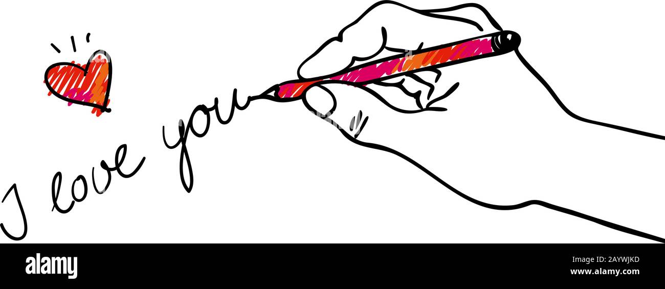 Verschenken Sie sein Herz - Hand mit dekorativer rot-rosafarbener Herz- handgezeichnete Vektorgrafiken für Banner, Karten für Valentine, Hochzeit, Engagement Stock Vektor