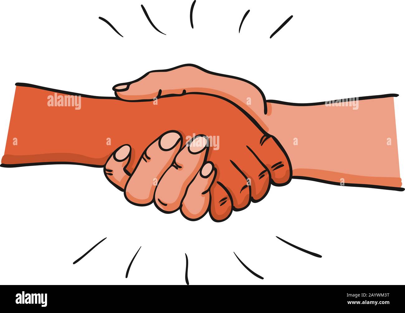 Zwei Erwachsene Hände, die nach Vereinbarung, Vertrag oder vor dem Treffen einen Handschlag durchführen - für Politik, Finanzen, Wirtschaft, Wirtschaft Stock Vektor