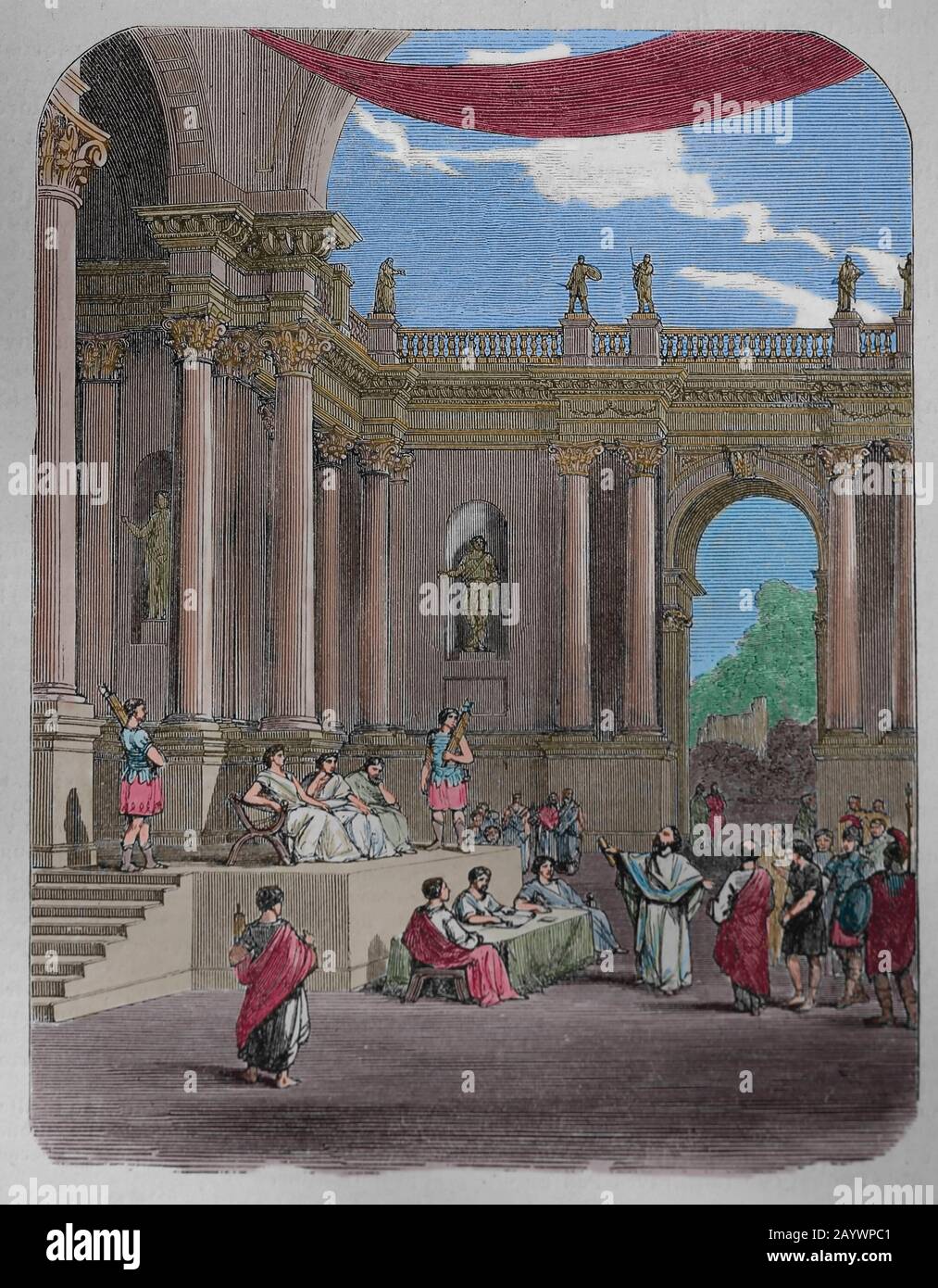 Pilates-Gericht oder römisches Prätorium. Jerusalem. Gravur, 19. Jahrhundert. Neues Testamente. Stockfoto