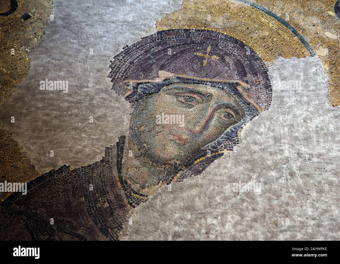 Türkei. Istanbul. Hagia Sofia. Deesis Mosaik. Detail der Jungfrau Maria. 12. Oder 13. Jahrhundert. Stockfoto