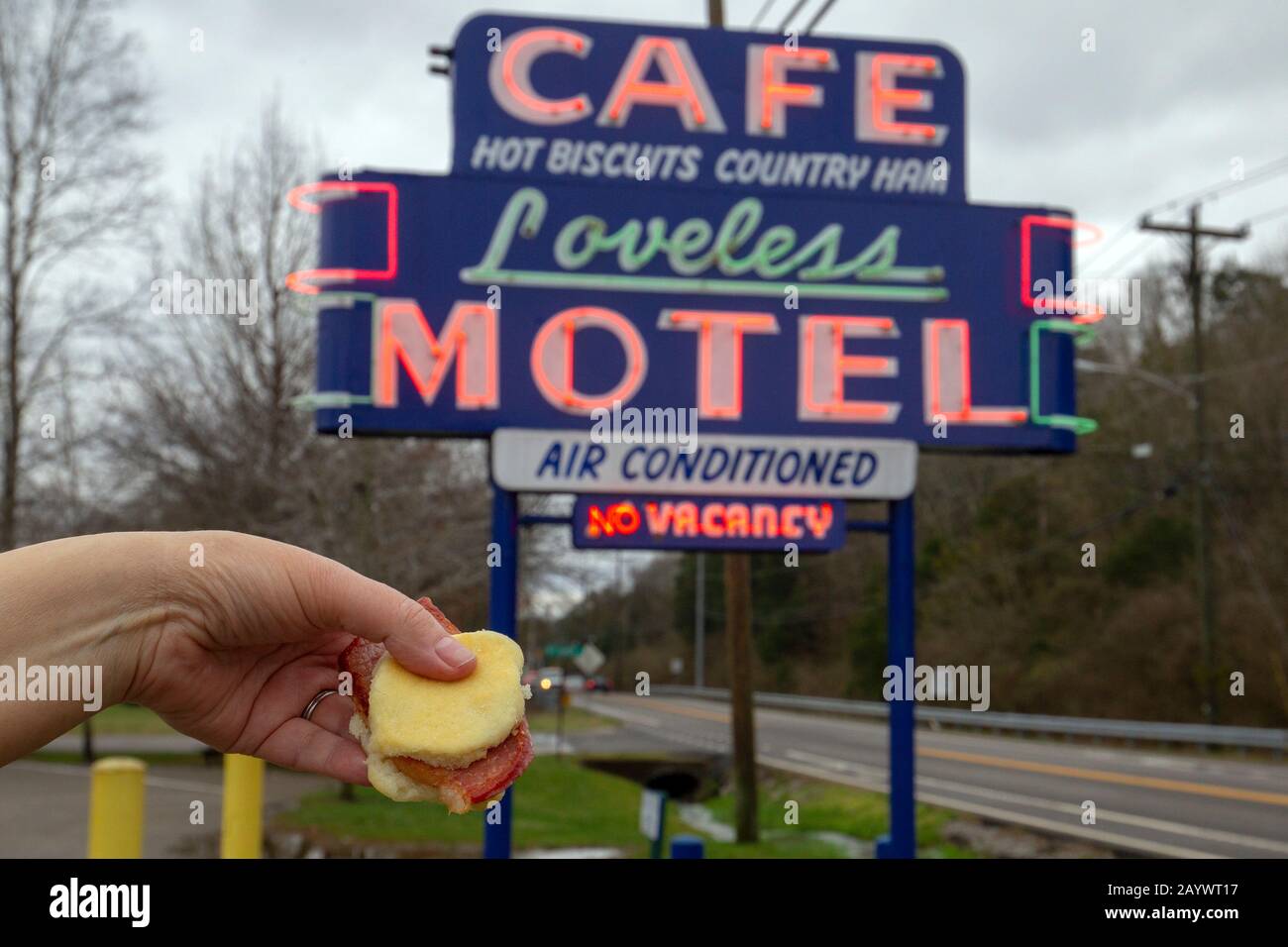 The Loveless Hotel and Cafe in Nashville, Tennessee. Berühmt für Kekse und Schinken aus dem Land. Stockfoto