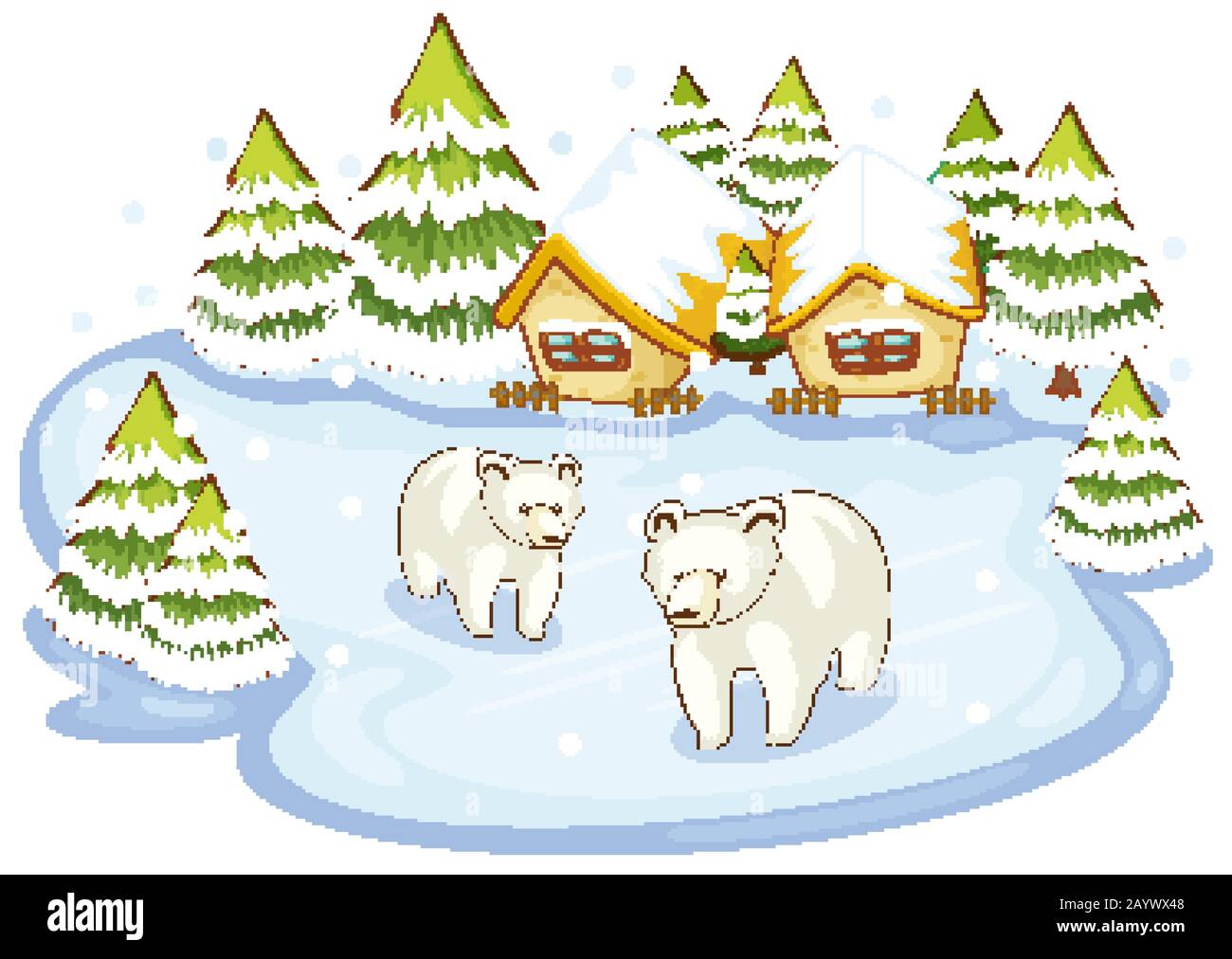 Szene mit Eisbären auf Schneegrund Illustration Stock Vektor