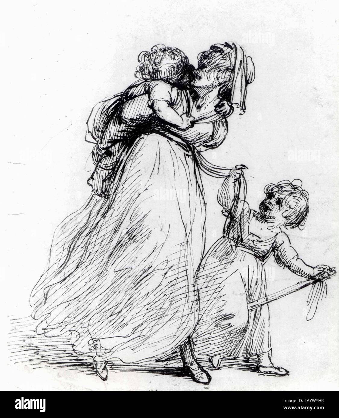 Sir Joshua Reynolds, Studie über eine Frau und Zwei Kinder, Zeichnung, vor dem Jahr 1792 Stockfoto