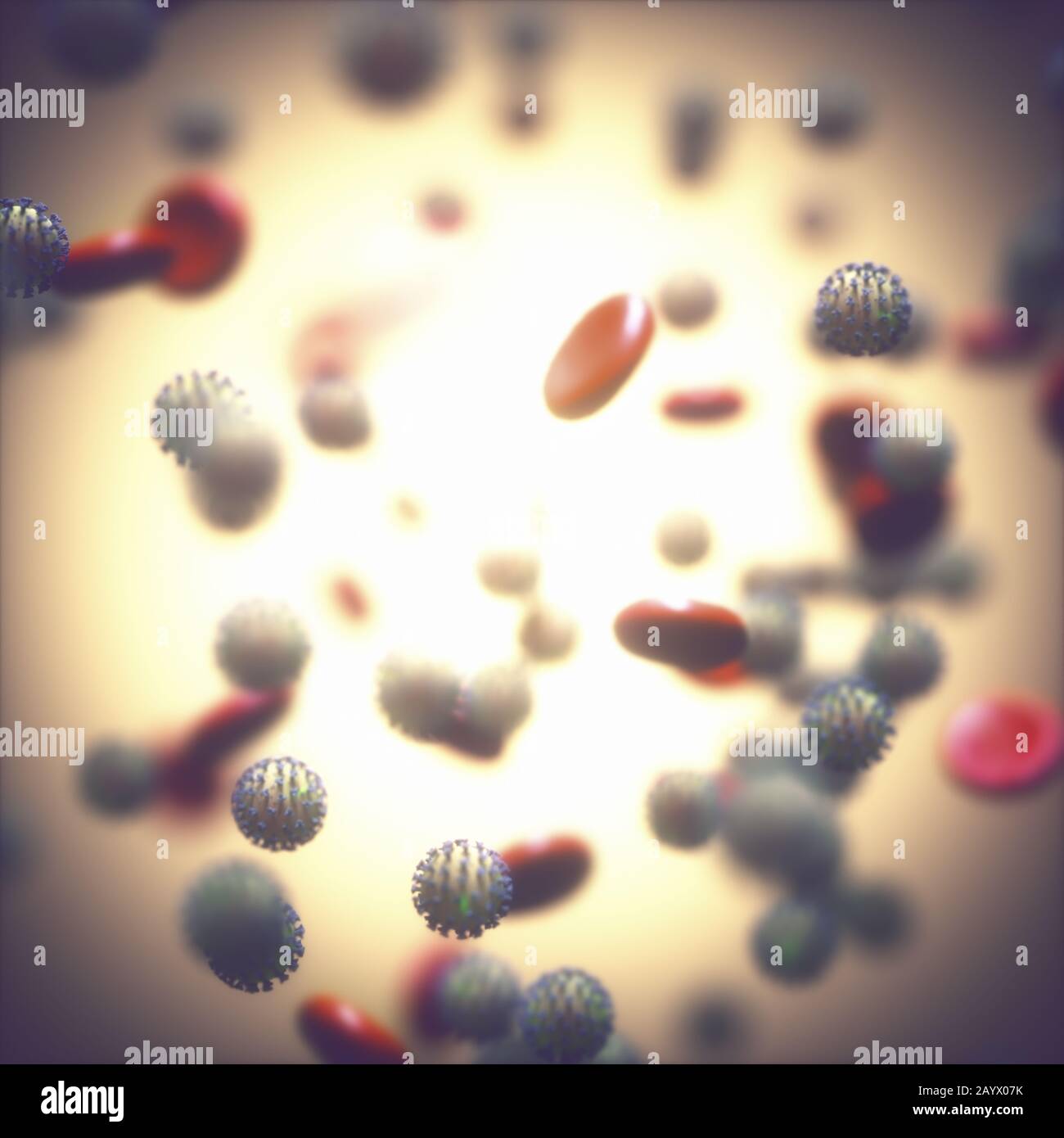 COVID-19, Coronavirus, eine Gruppe von Viren, die Krankheiten bei Säugetieren und Vögeln verursachen. Beim Menschen verursacht das Virus Atemwegsinfektionen. Stockfoto