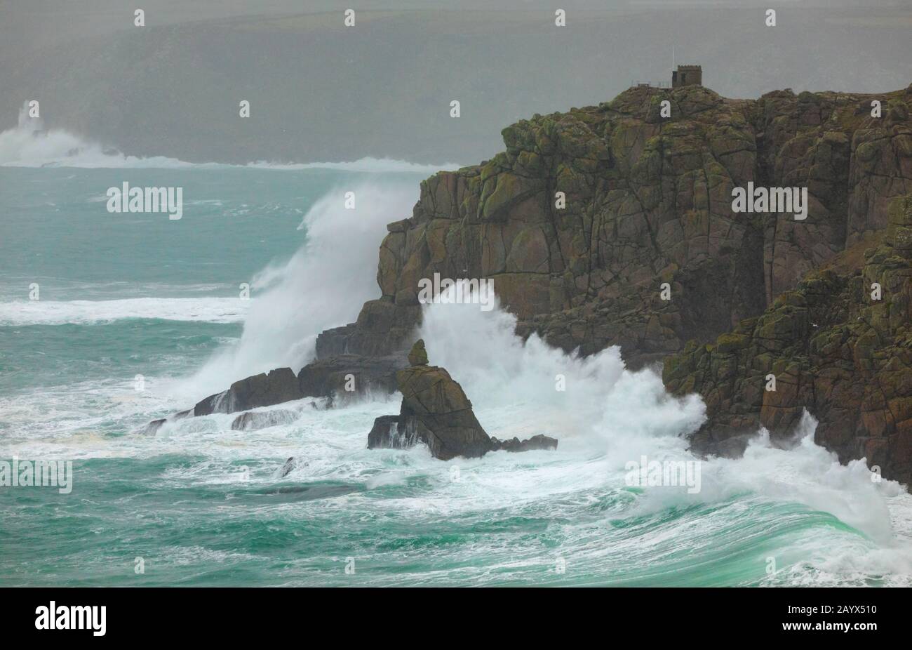 Stürmt Dennis in Sennen Cove Stockfoto