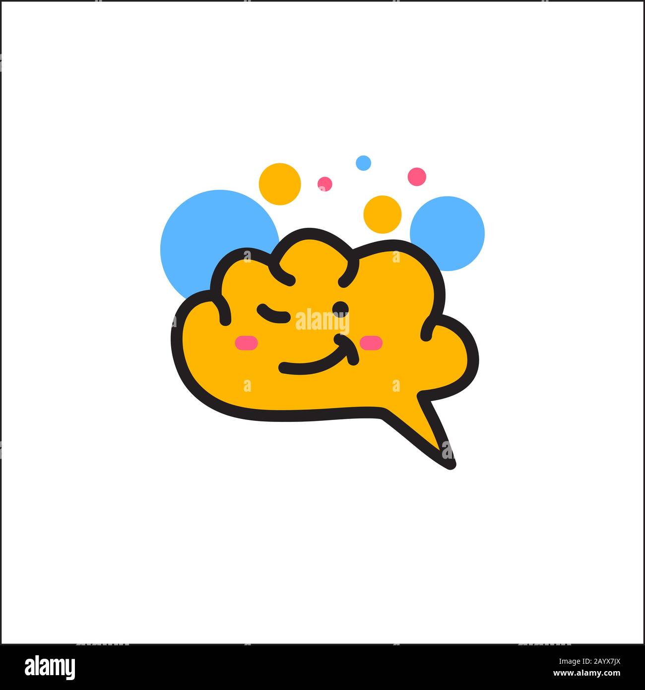 Fröhliches Cartoon Hirn-Symbol, Vektor lächelndes Hirn-Logo Stock Vektor