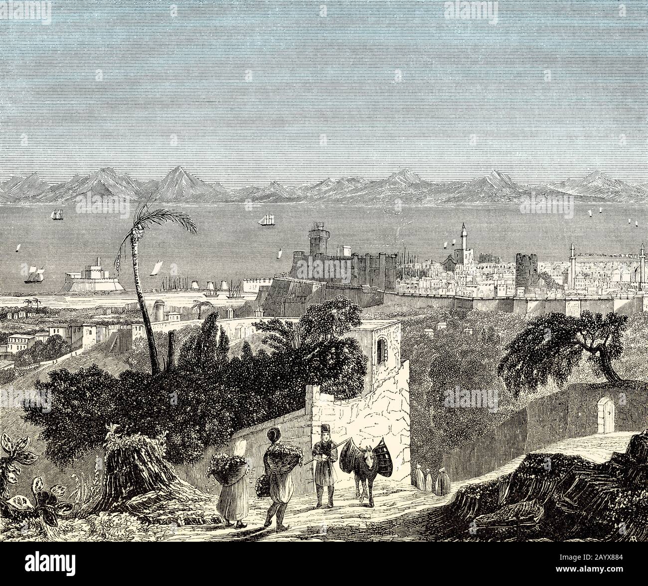 Rhodos, Dodekanese Island, Griechenland, 19. Jahrhundert Stockfoto