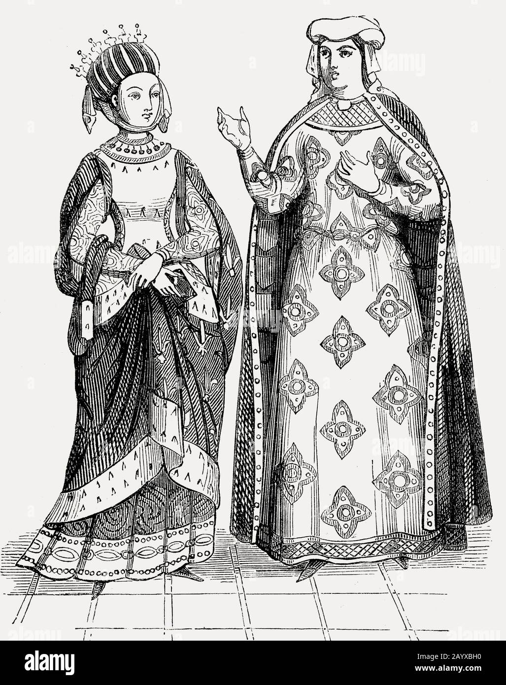 Blanche von Kastilien mit Margaret of Provence, Queens of France, 13. Jahrhundert Stockfoto