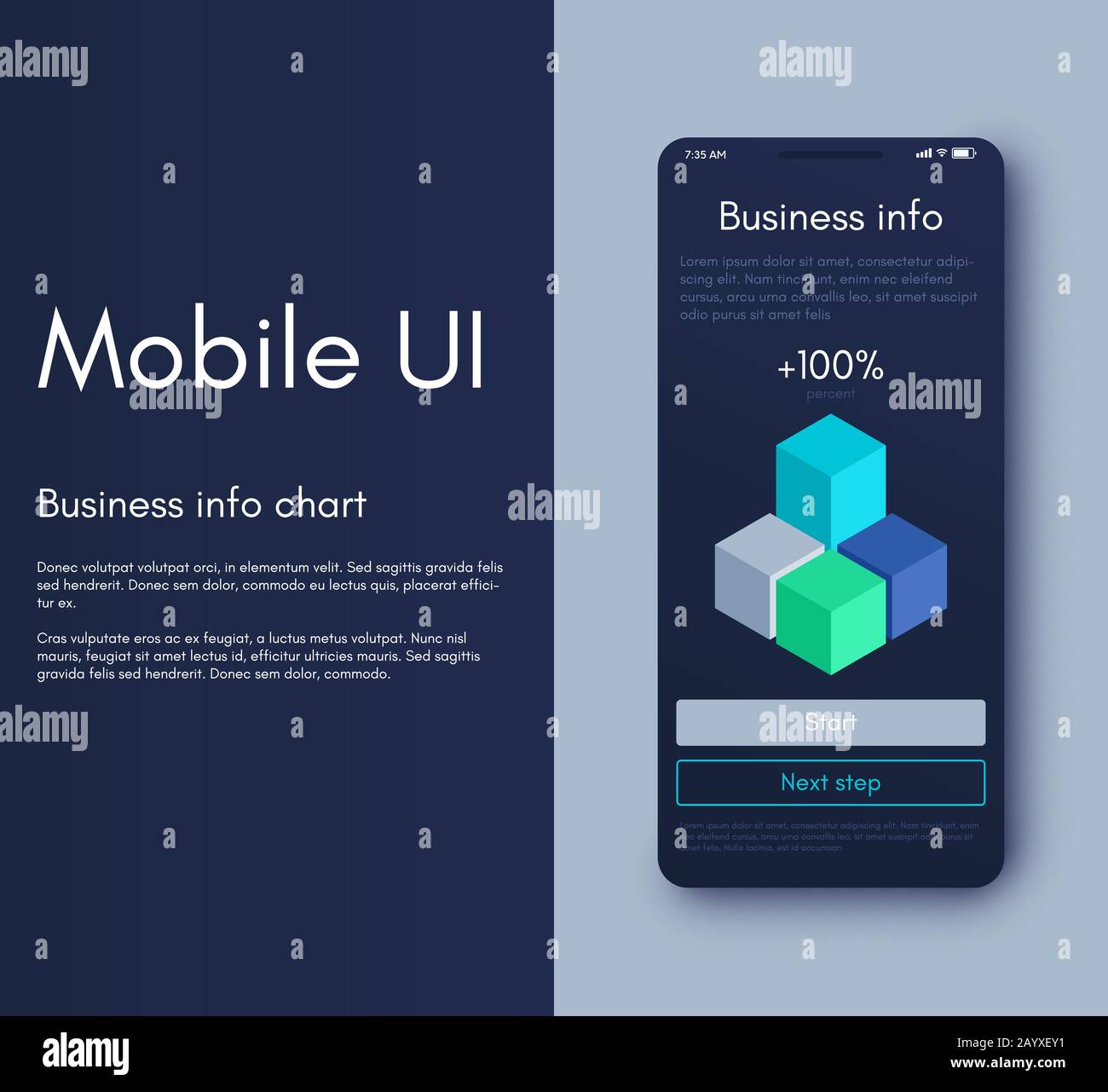 Infografieschnittstelle für mobile Anwendungen. UI-Design, Vektorgrafiken. Infografiken für Web- und Mobilanwendungen Stock Vektor