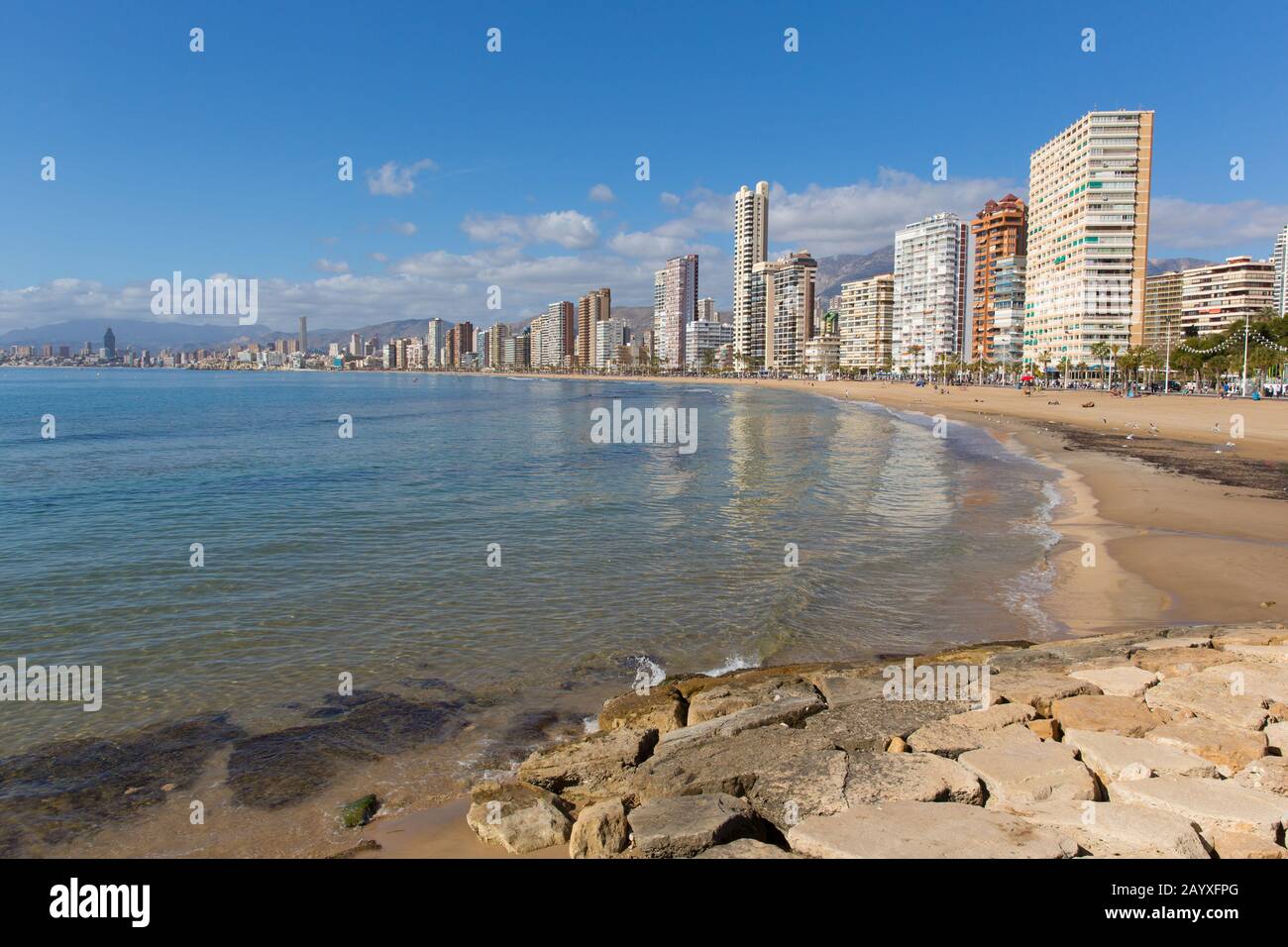 Benidorm Spanien Playa Levante Strand Spanisch Costa Blanca Urlaubsziel Stockfoto