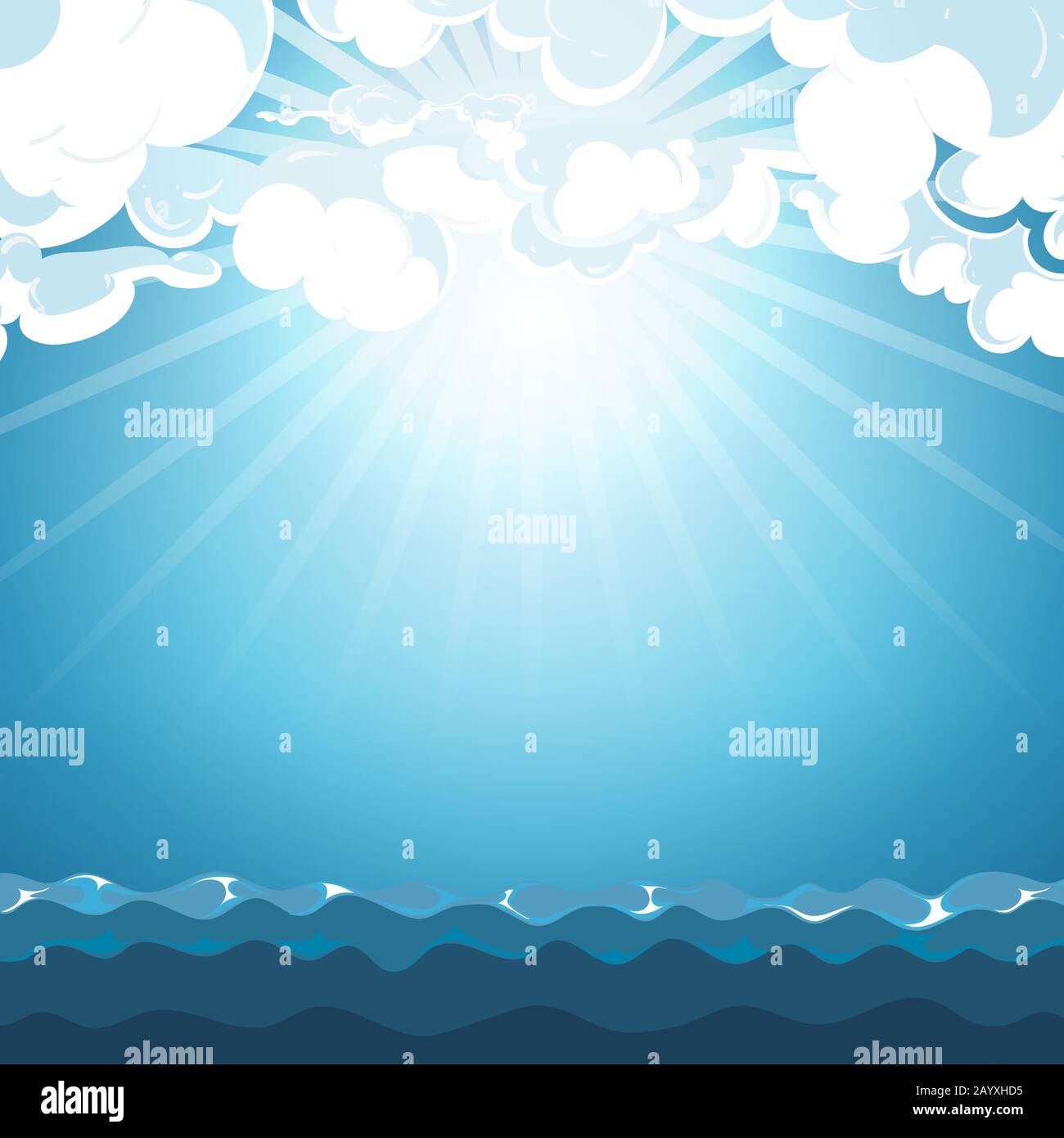 Blauer Himmel über dem Meeresgrund. Schönheit Wolke und Licht Tag, Vektorgrafiken Stock Vektor