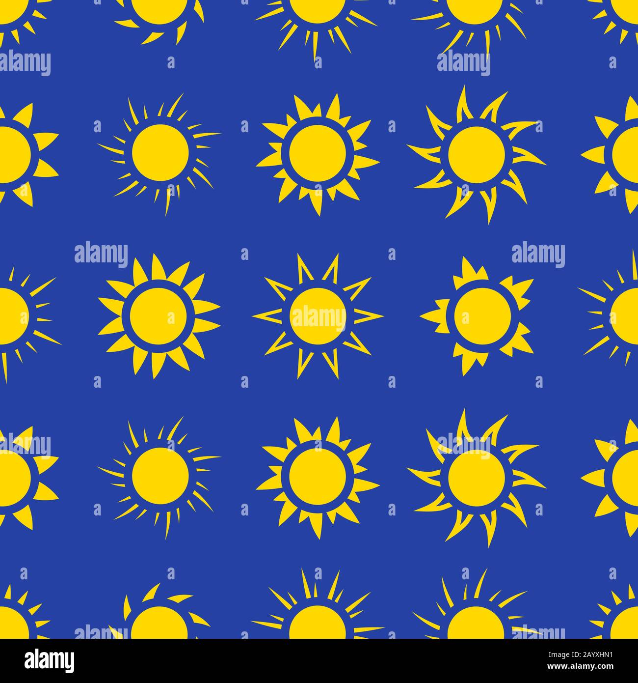 Sonne am Himmel, nahtloses Muster. Hintergrund mit Sonne in blauem Himmel. Vektorgrafiken Stock Vektor Sonne am Himmel, nahtloses Muster. Hintergrund mit Sonne in blauem Himmel. Vektorgrafiken Stock Vektor