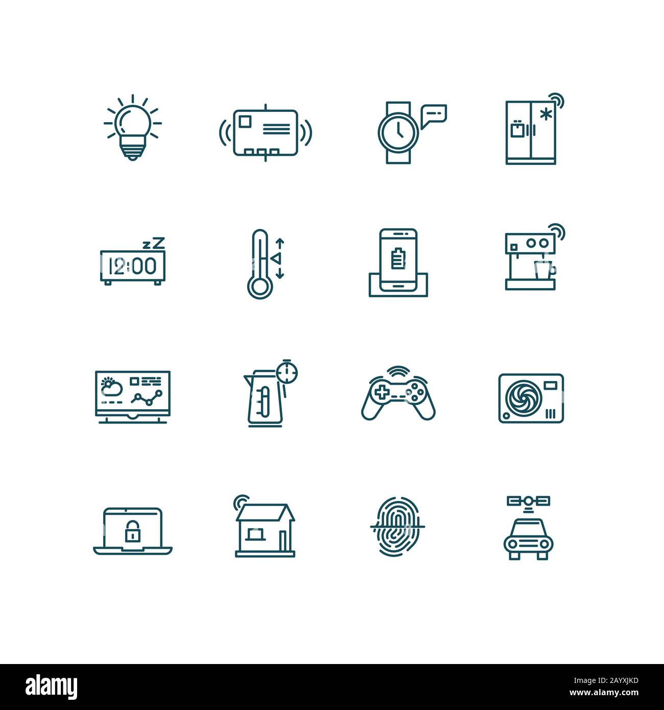 Intelligente Haussymbole. Steuerungssysteme für die Hausautomatisierung Symbole für das Konzept "Internet of Things". Symbol für Smart House-System und Technologiegerät Smart House. Vektorgrafiken Stock Vektor