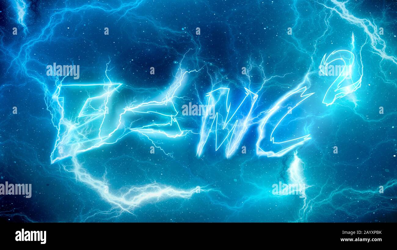 Lightning Einsteins Massen-Energie-Äquivalenz, E=mc2, computergenerierte abstrakten Hintergrund, 3D-Rendering Stockfoto