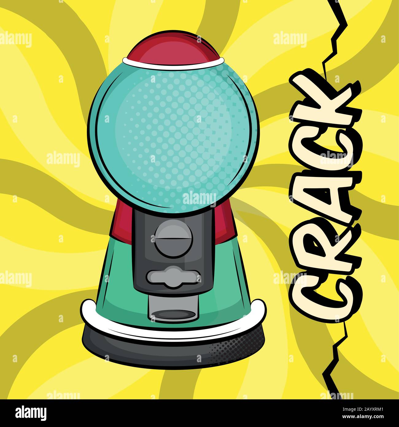 Gumballmaschine auf komischem Hintergrund Stock Vektor
