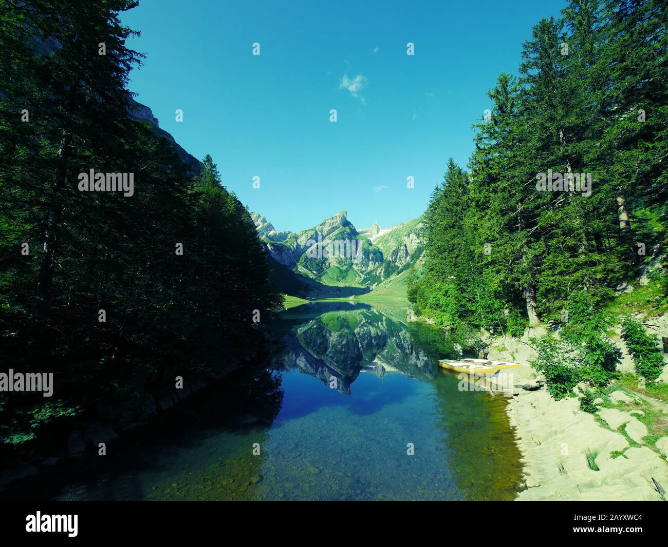 Kanton Appenzell, Schweiz Die Alpen spiegeln sich im Seealpsee