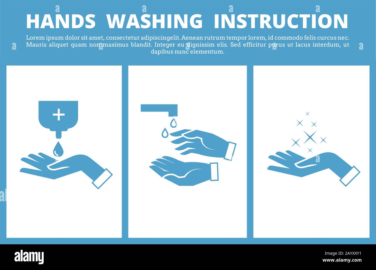 Medizinische Anweisungen zum Händewaschen. Hygienische Anweisungen befolgen und die Anweisungen von der Hand waschen. Vektorgrafiken Stock Vektor