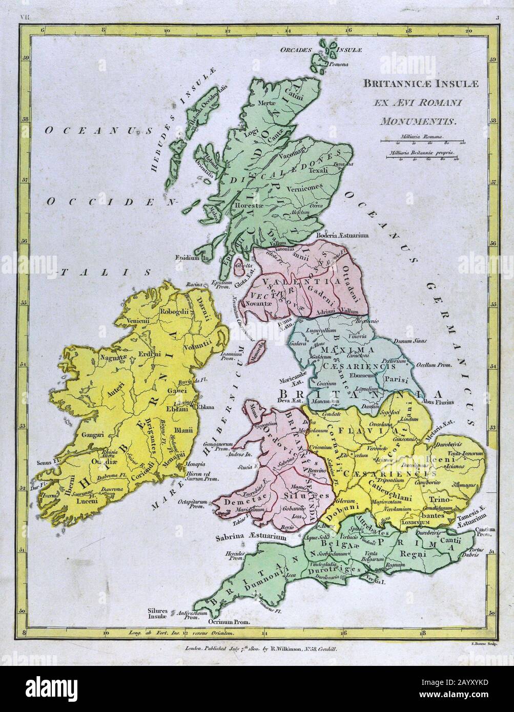1808 Wilkinson Karte Antik Stockfoto