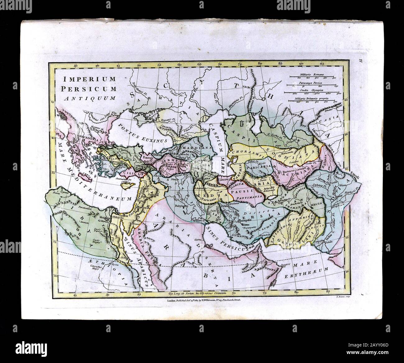 1808 Wilkinson Karte Persianisches Imperium Persicum Antiquum Antiquum Antiquum Antike Nahost Türkei Syrien Ägypten Iran Irak Afghanistan Stockfoto