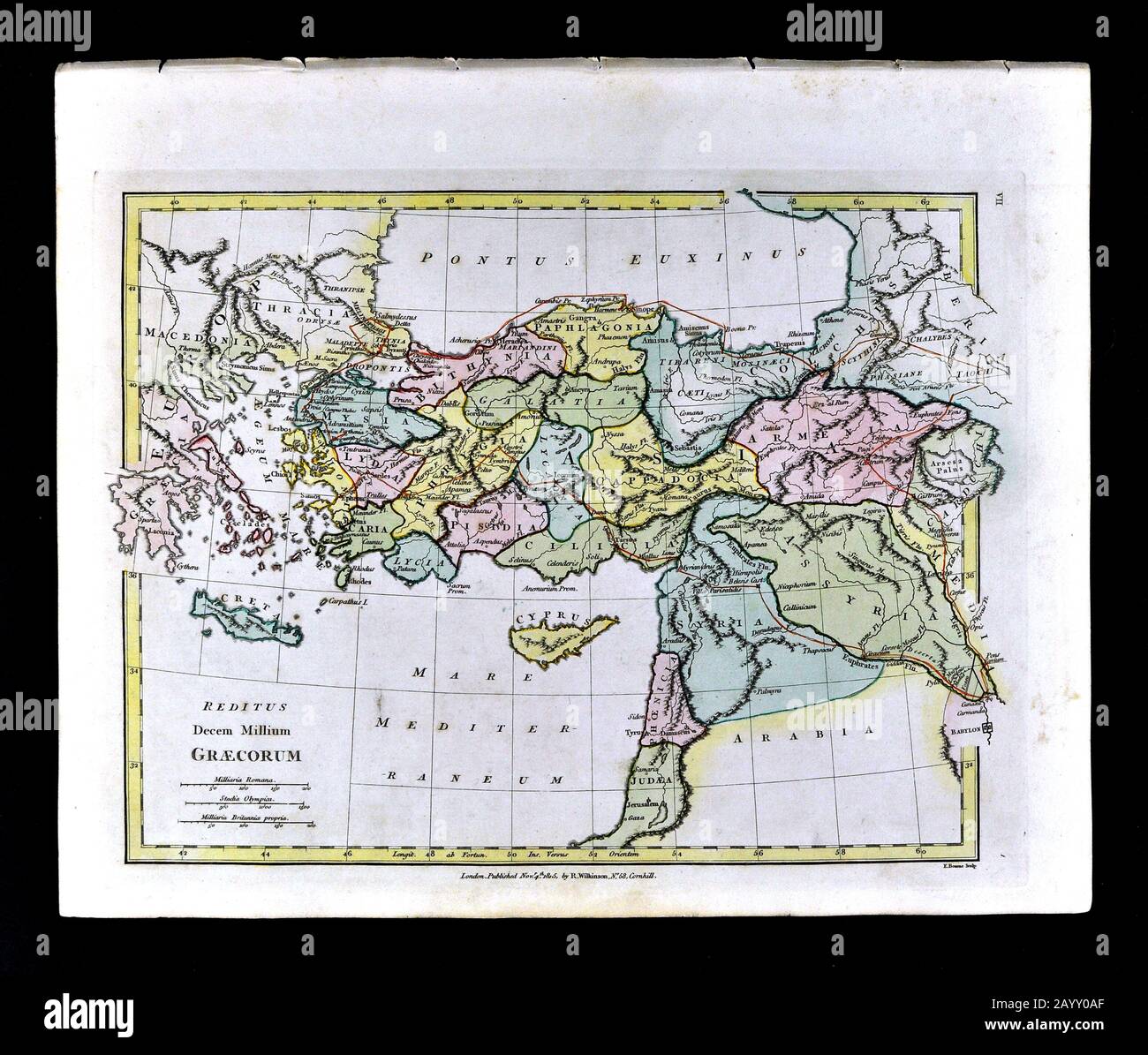 1808 Wilkinson Karte Decem Millium Graecorum Antikes Hellenististisches Griechenland Türkei Pergamon Stockfoto