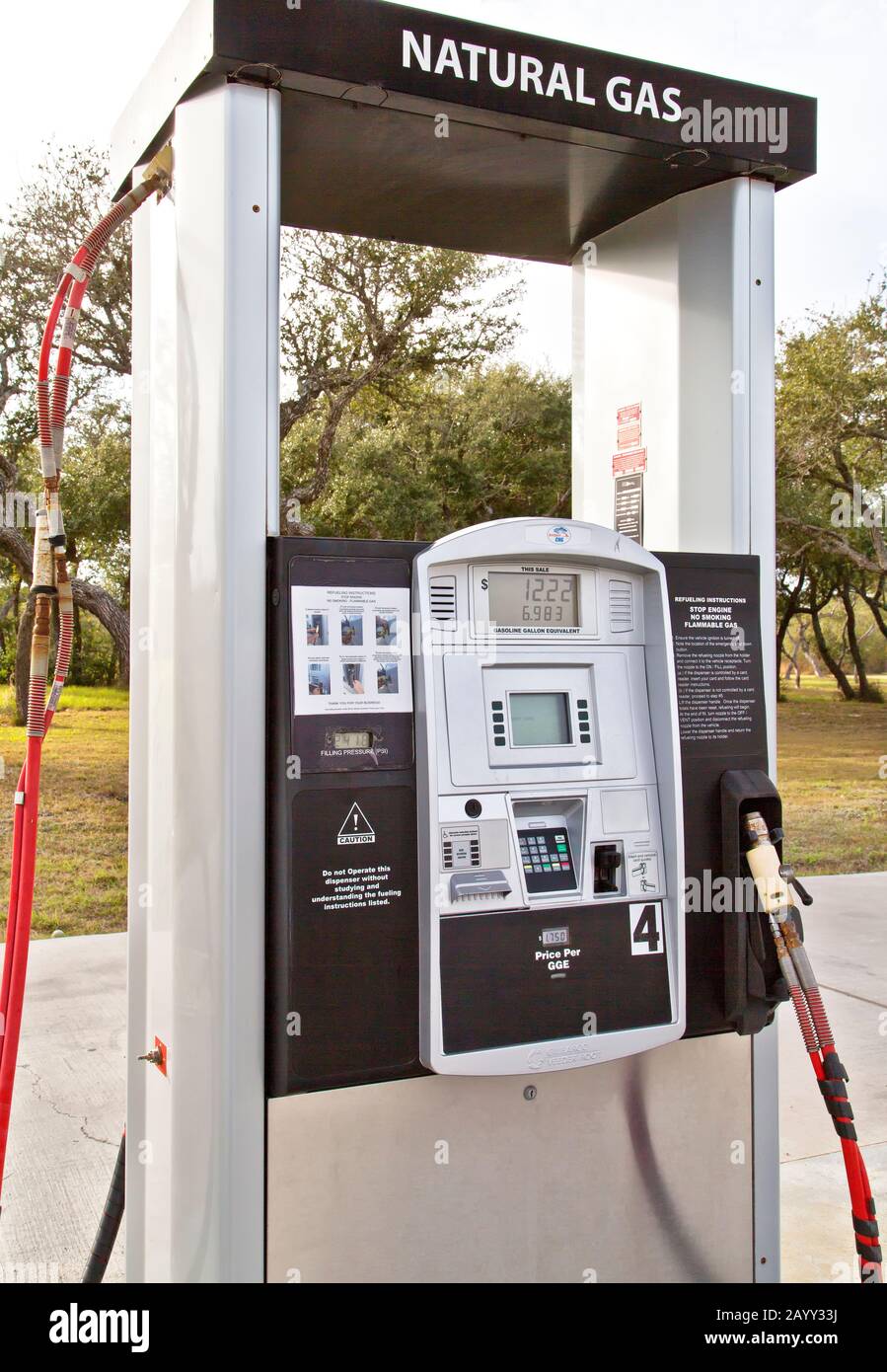 Erdgaspumpe, Tankstelle Für Fahrzeuge, Texas. Stockfoto