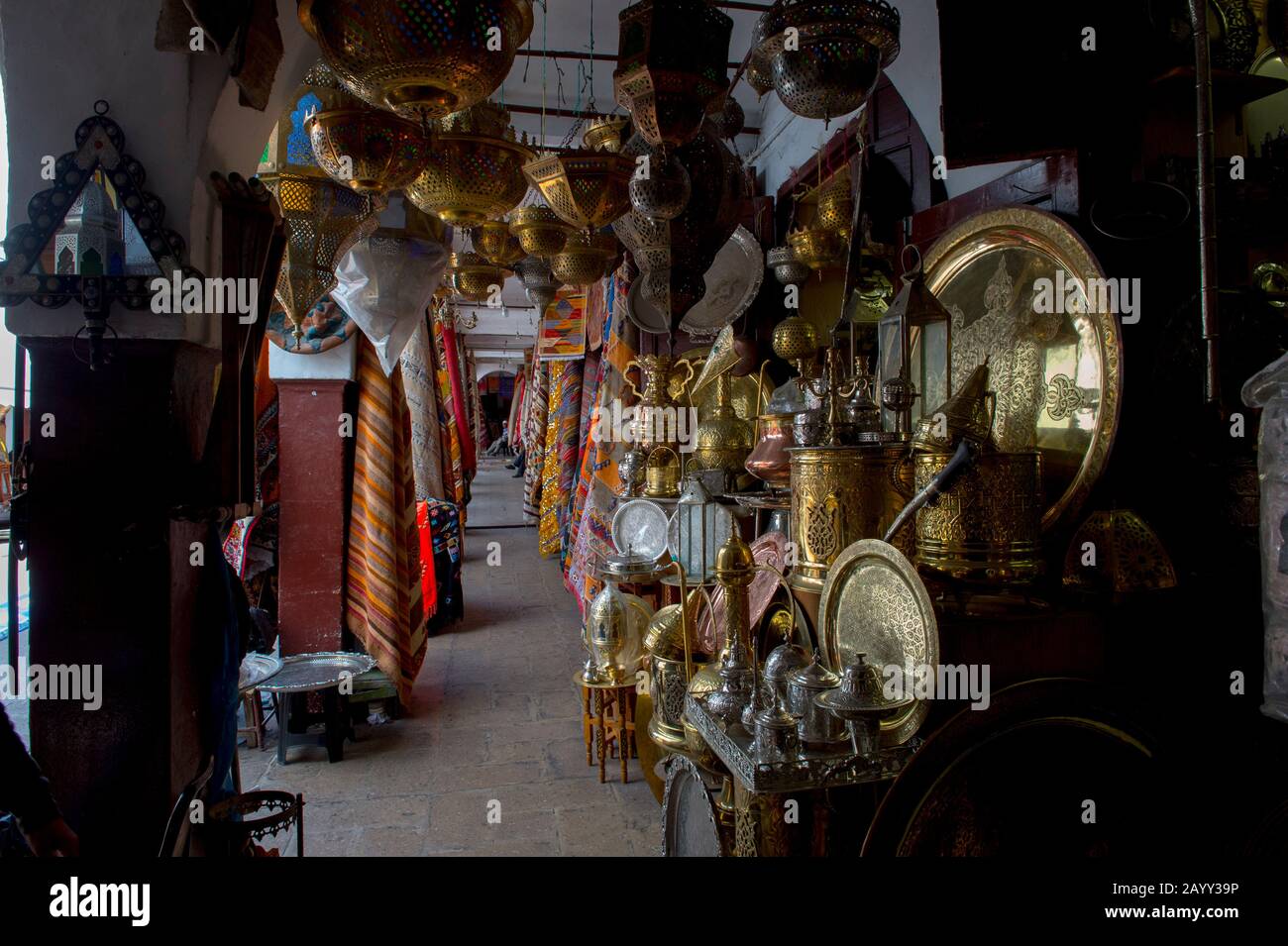 Souk Szene in Habous, einem der Stadtviertel der Stadt Casablanca in Marokko. Stockfoto