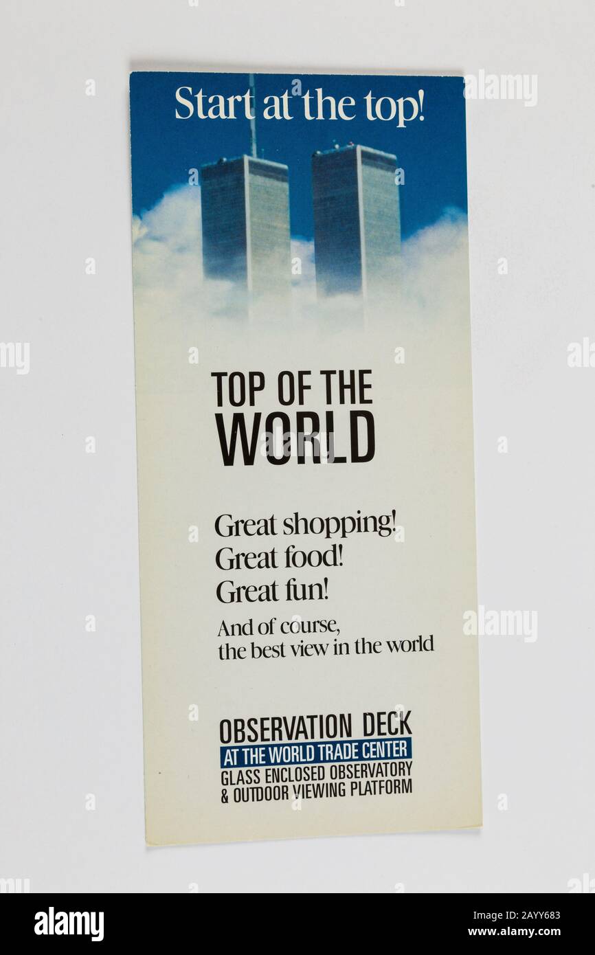 Vintage World Trade "Top of the World"-Broschüre, USA Stockfoto